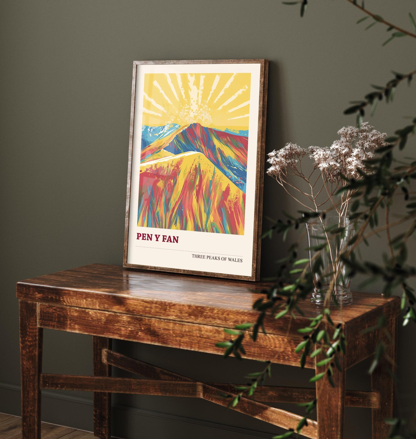 Pen y Fan Peaks of Wales Travel Poster V5 - Sunshine Edition - Art Print Painting Illustration