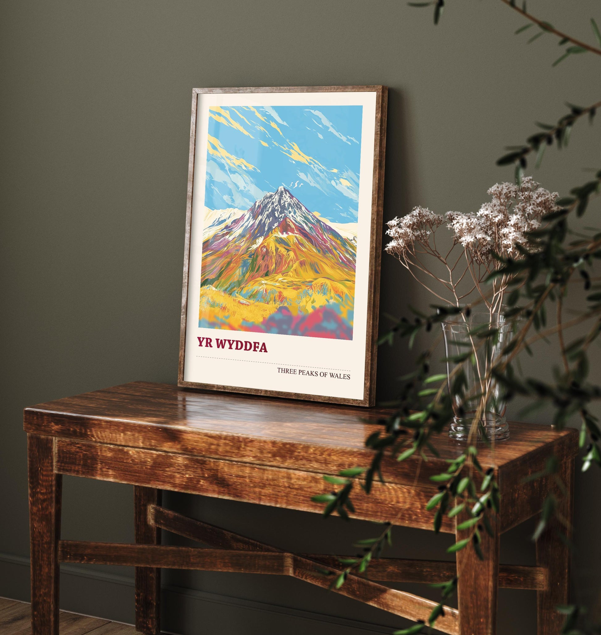 Yr Wyddfa Peaks of Wales Travel Poster V5 - Sunshine Edition - Art Print Painting Illustration