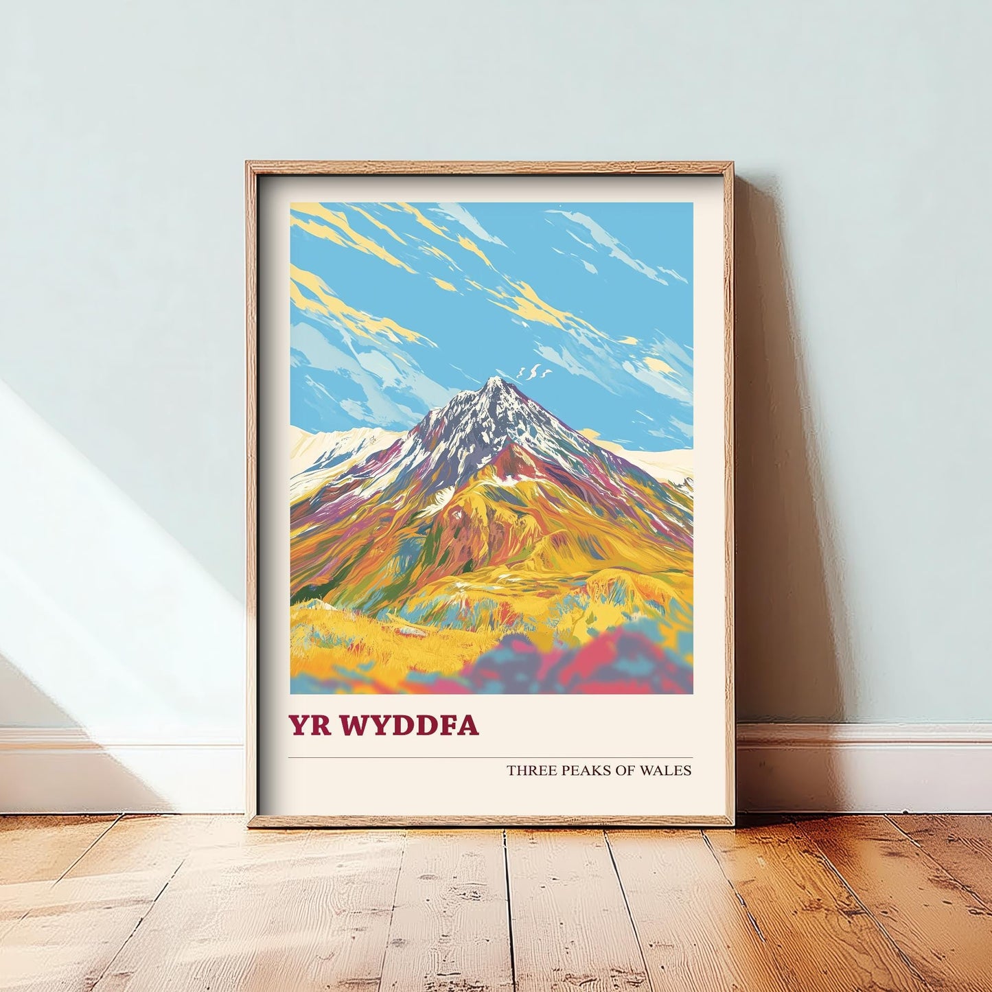 Yr Wyddfa Peaks of Wales Travel Poster V5 - Sunshine Edition - Art Print Painting Illustration