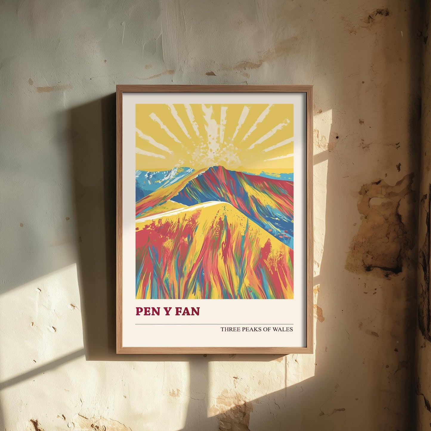Pen y Fan Peaks of Wales Travel Poster V5 - Sunshine Edition - Art Print Painting Illustration