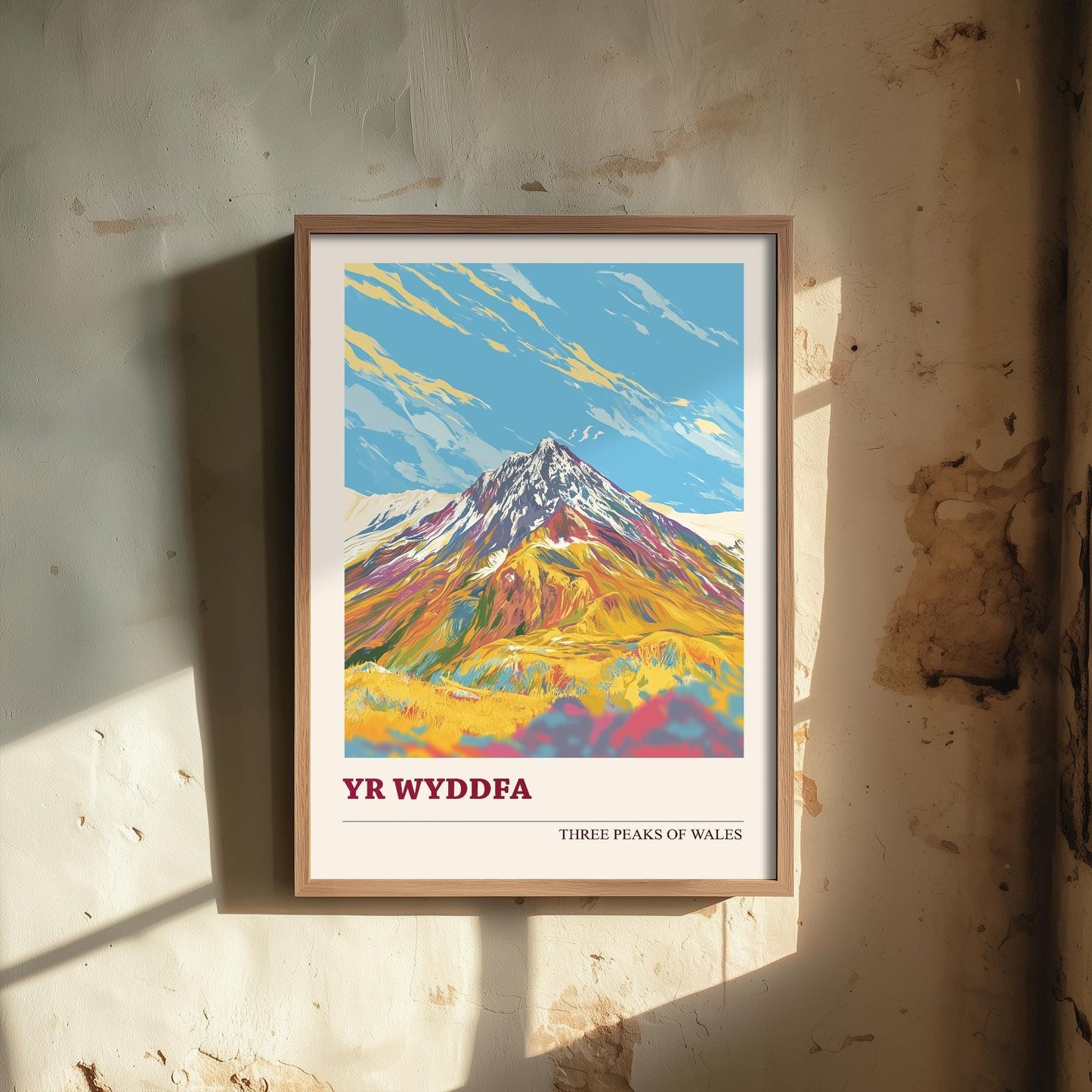 Yr Wyddfa Peaks of Wales Travel Poster V5 - Sunshine Edition - Art Print Painting Illustration