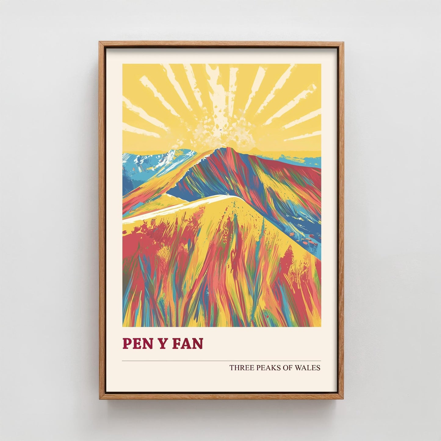 Pen y Fan Peaks of Wales Travel Poster V5 - Sunshine Edition - Art Print Painting Illustration