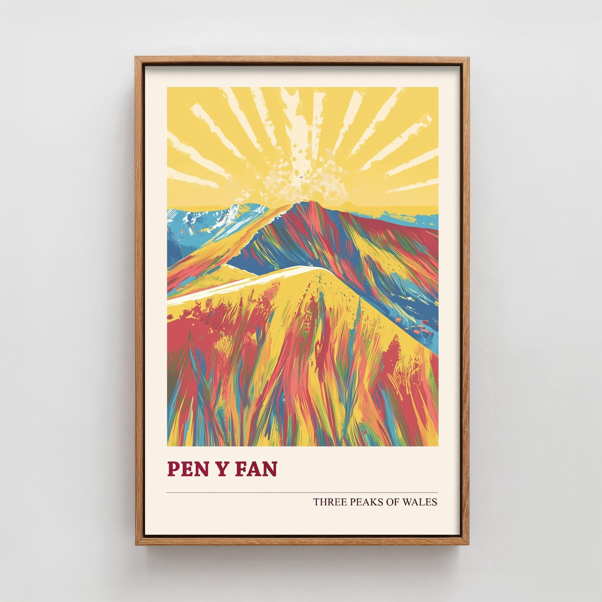 Pen y Fan Peaks of Wales Travel Poster V5 - Sunshine Edition - Art Print Painting Illustration