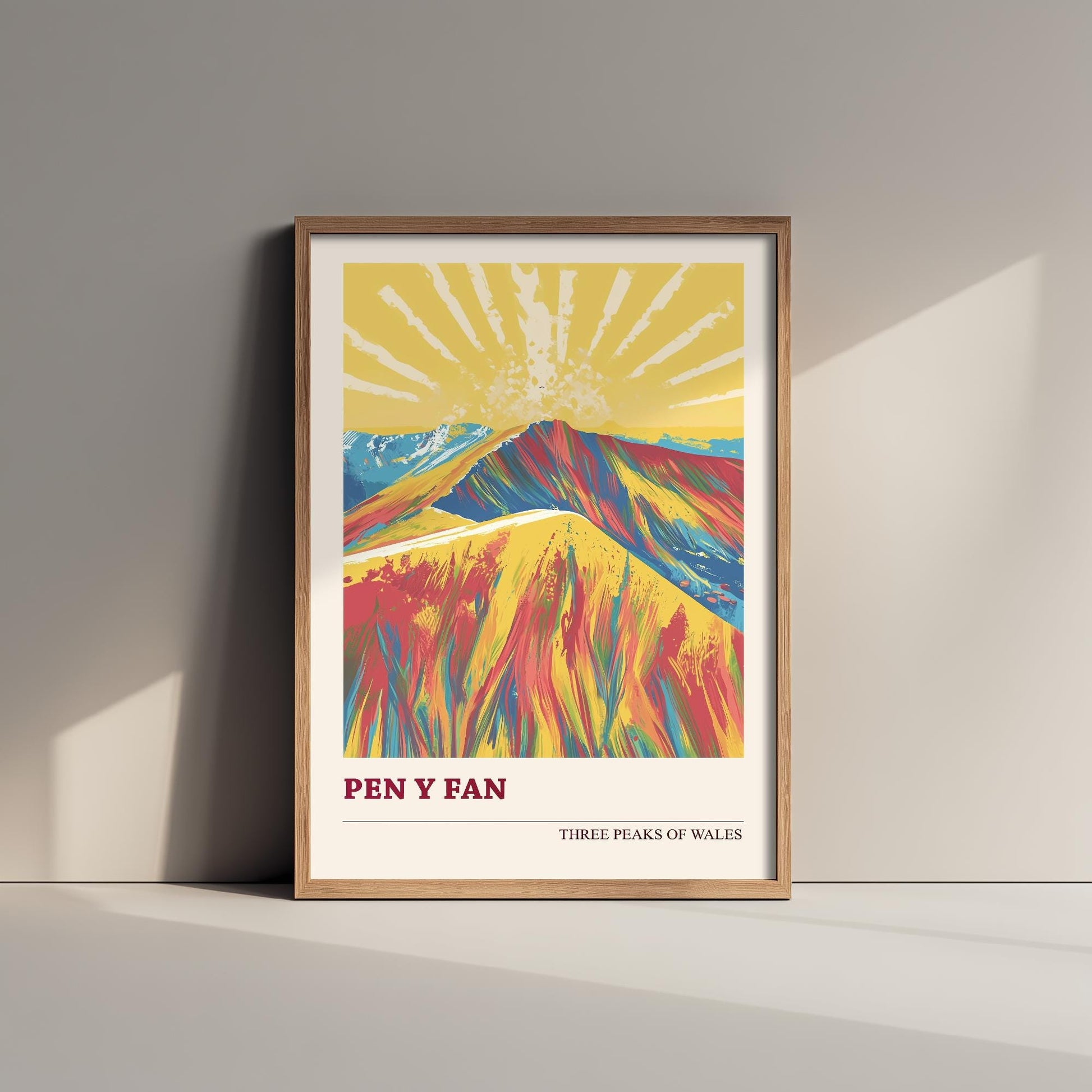 Pen y Fan Peaks of Wales Travel Poster V5 - Sunshine Edition - Art Print Painting Illustration