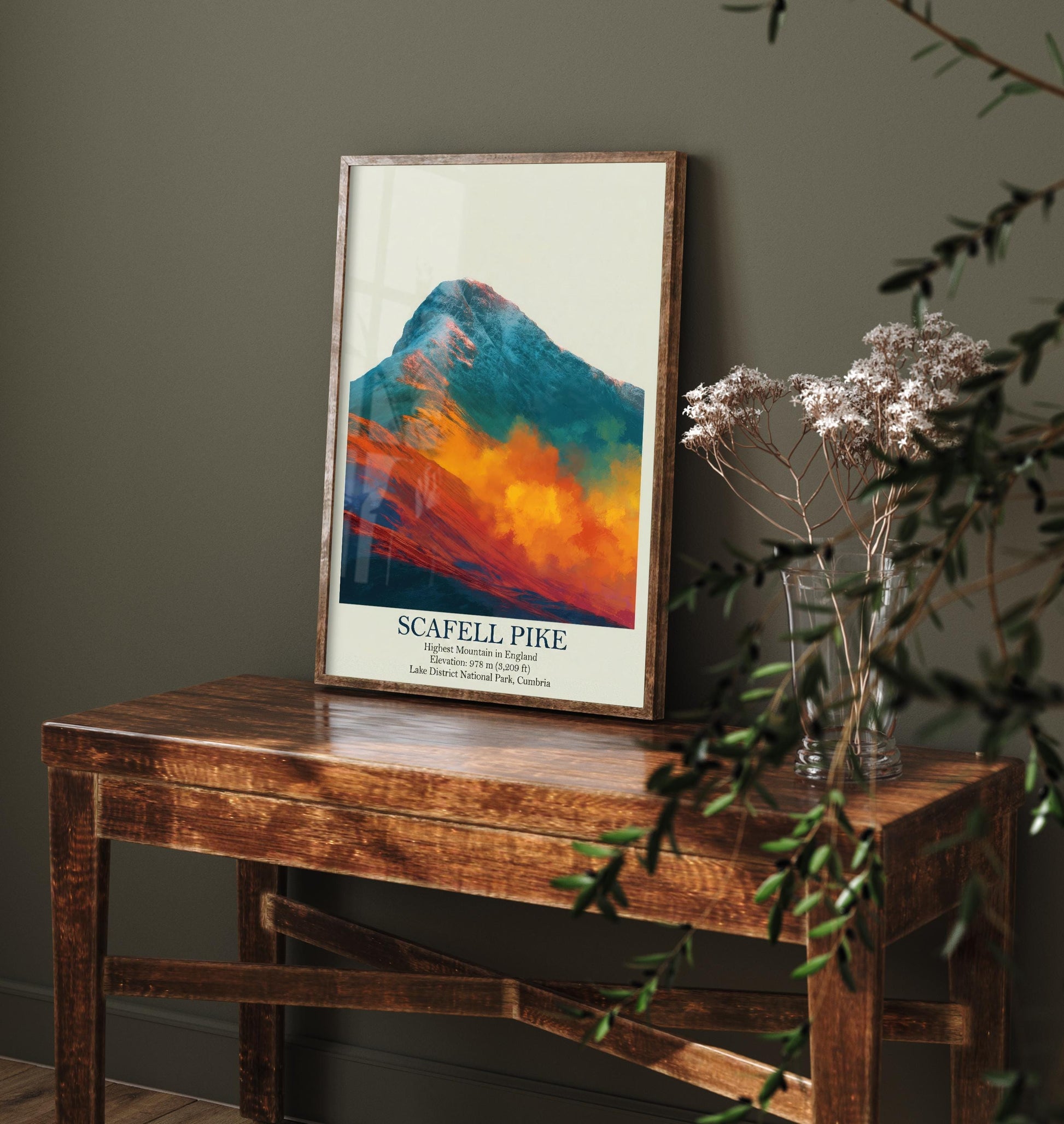 Scafell Pike Peaks of Britain Travel Poster - Mountain Art Print - Painting Golden Dust