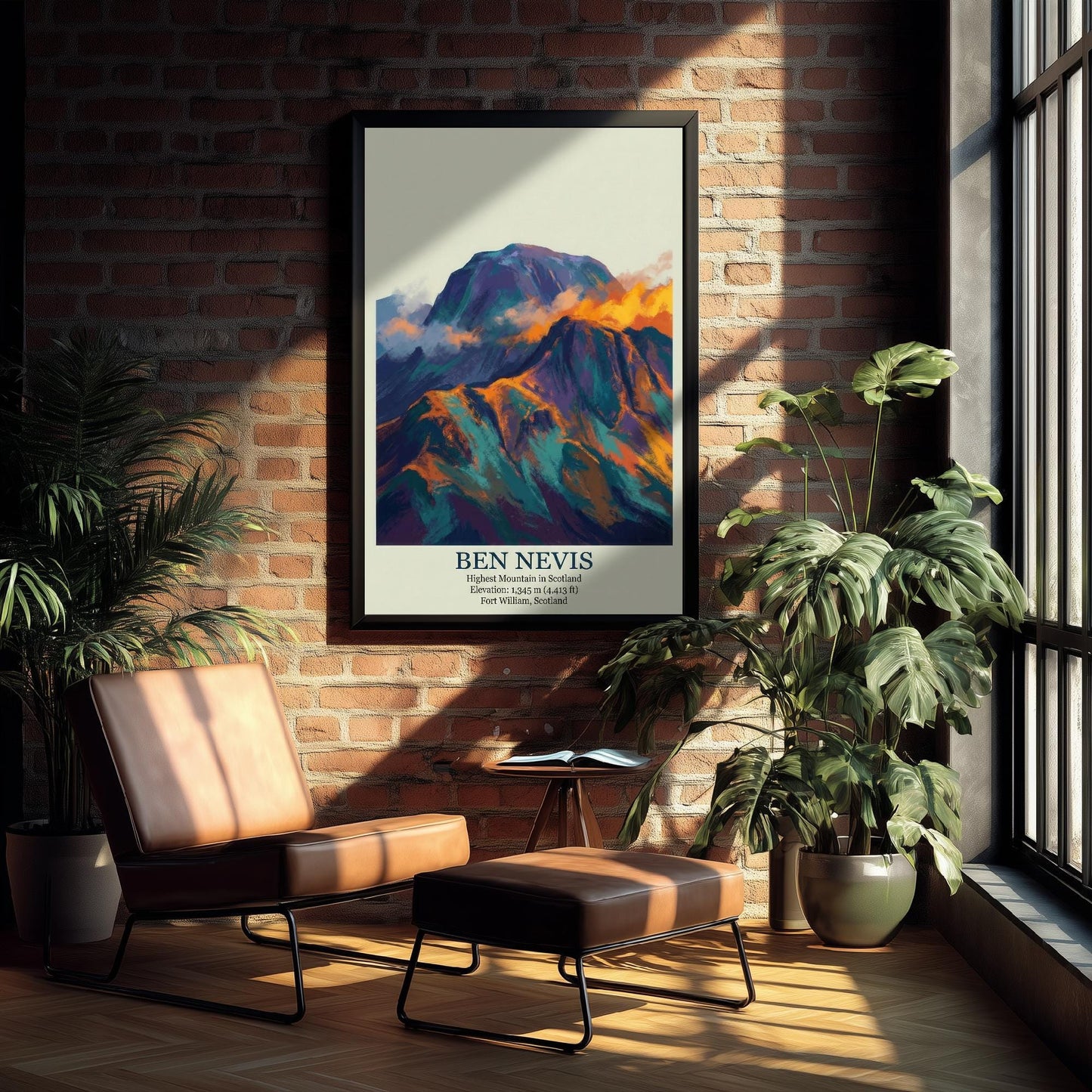 Ben Nevis Peaks of Britain Travel Poster - Mountain Art Print - Painting Golden Dust