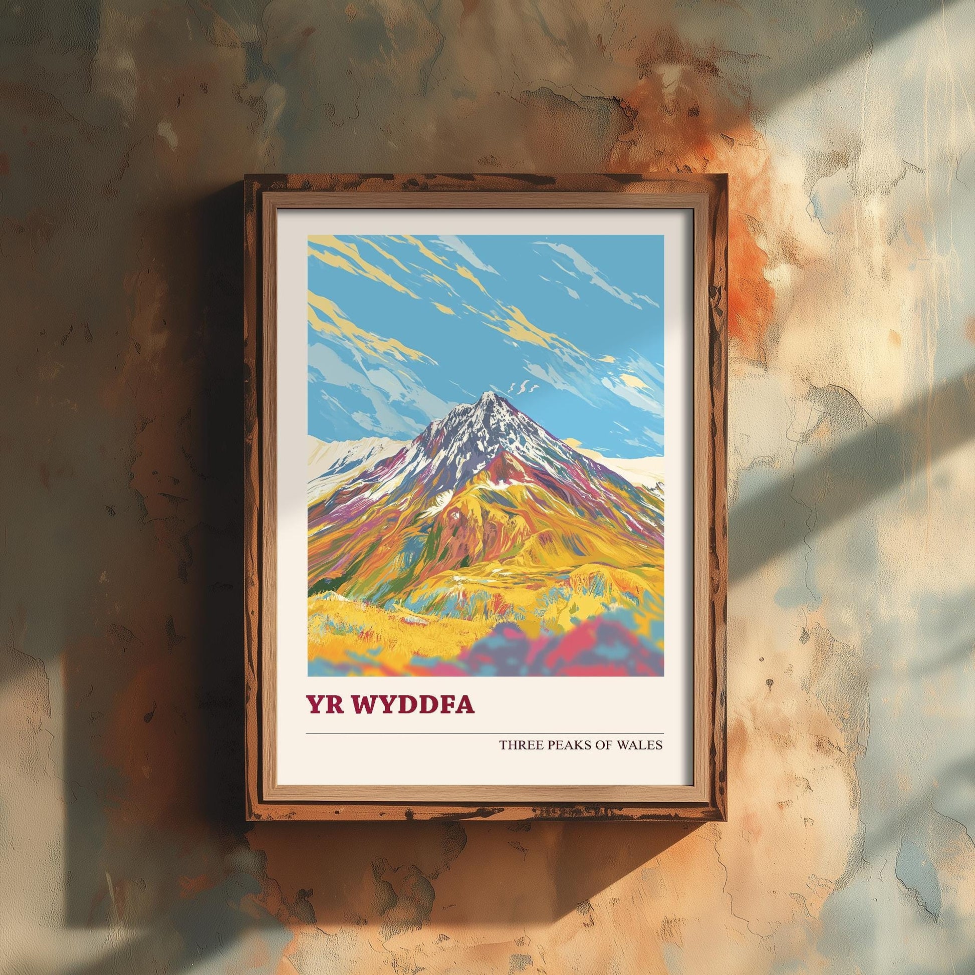 Yr Wyddfa Peaks of Wales Travel Poster V5 - Sunshine Edition - Art Print Painting Illustration
