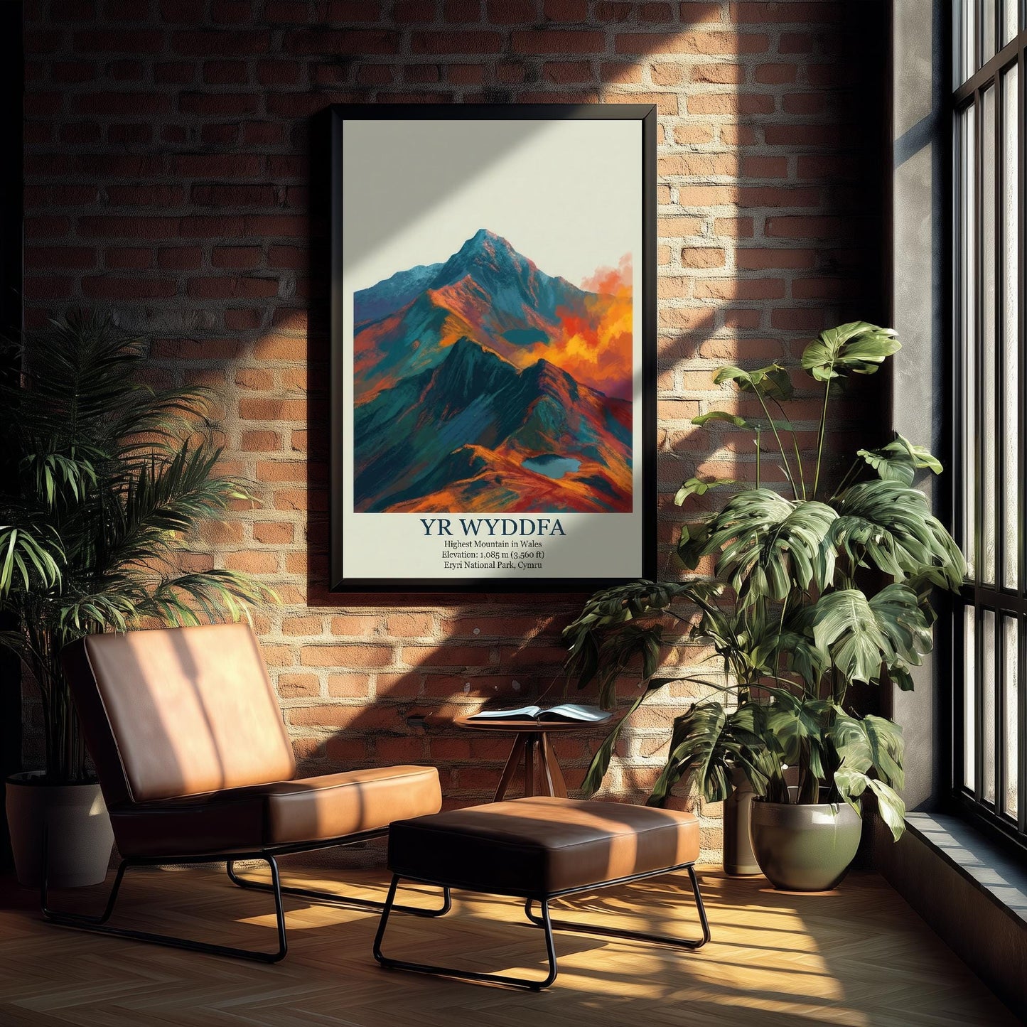 Yr Wyddfa Peaks of Britain Travel Poster - Mountain Art Print - Painting Golden Dust