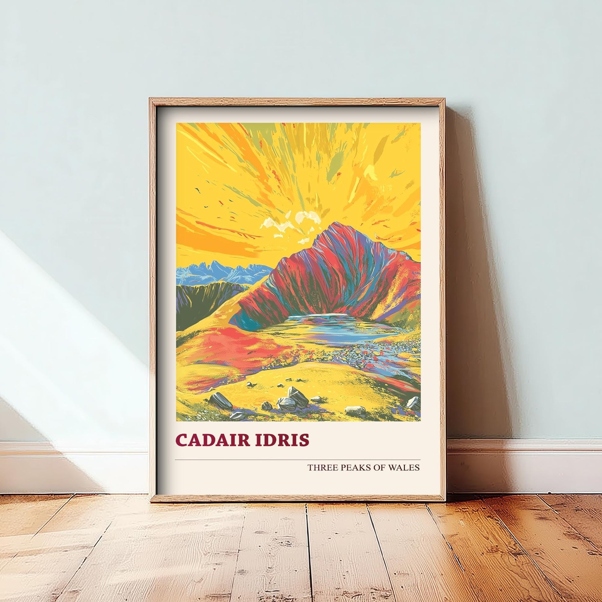 Cadair Idris Peaks of Wales Travel Poster V5 - Sunshine Edition - Art Print Painting Illustration