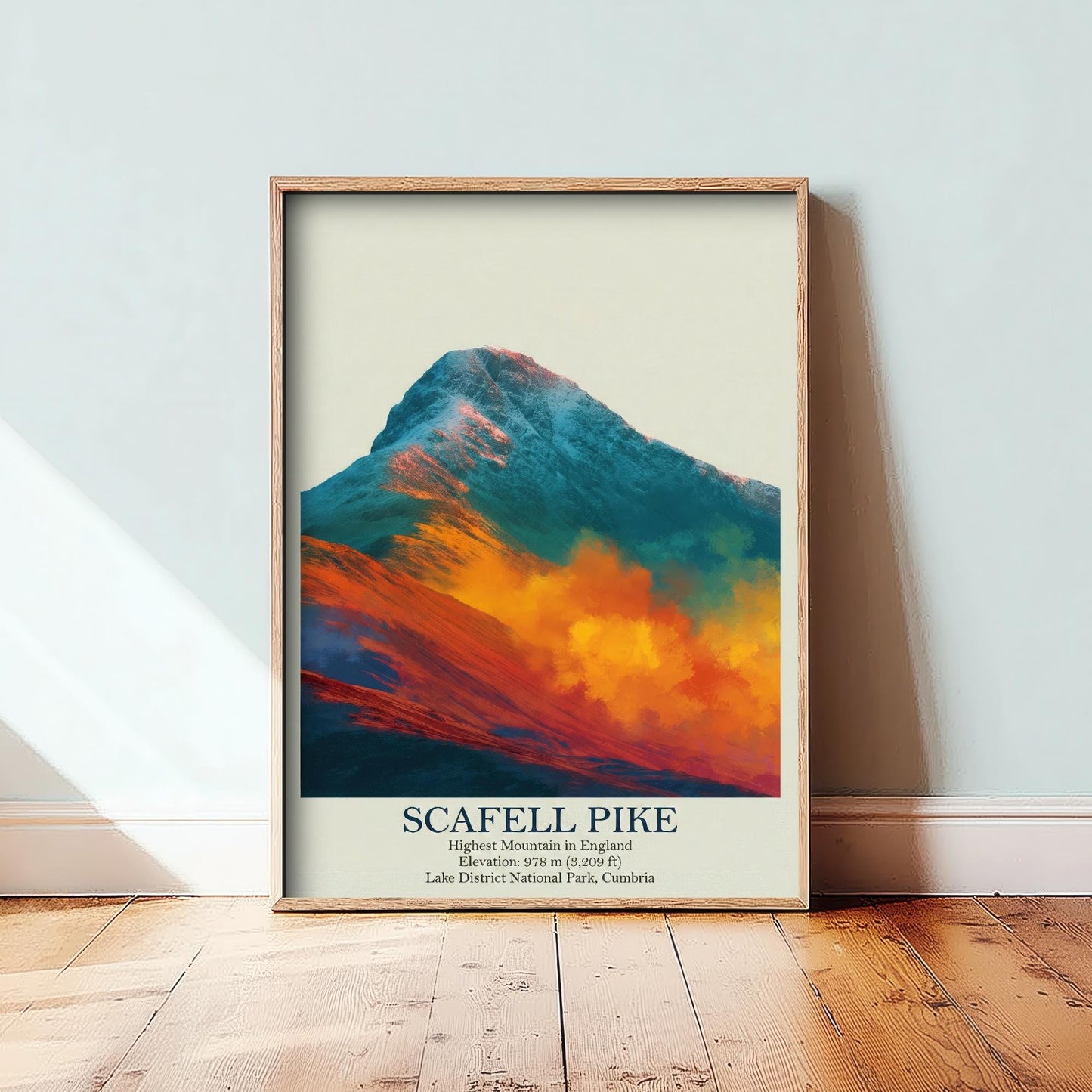 Scafell Pike Peaks of Britain Travel Poster - Mountain Art Print - Painting Golden Dust