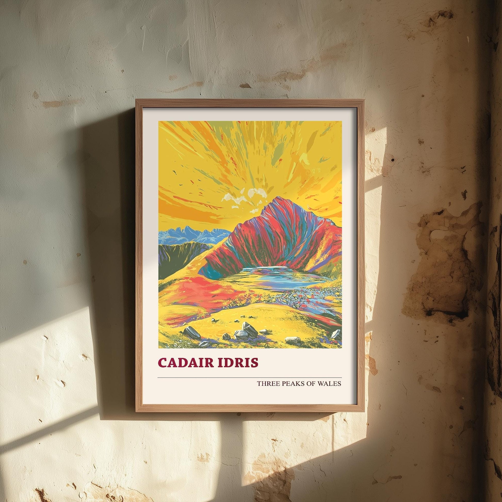 Cadair Idris Peaks of Wales Travel Poster V5 - Sunshine Edition - Art Print Painting Illustration