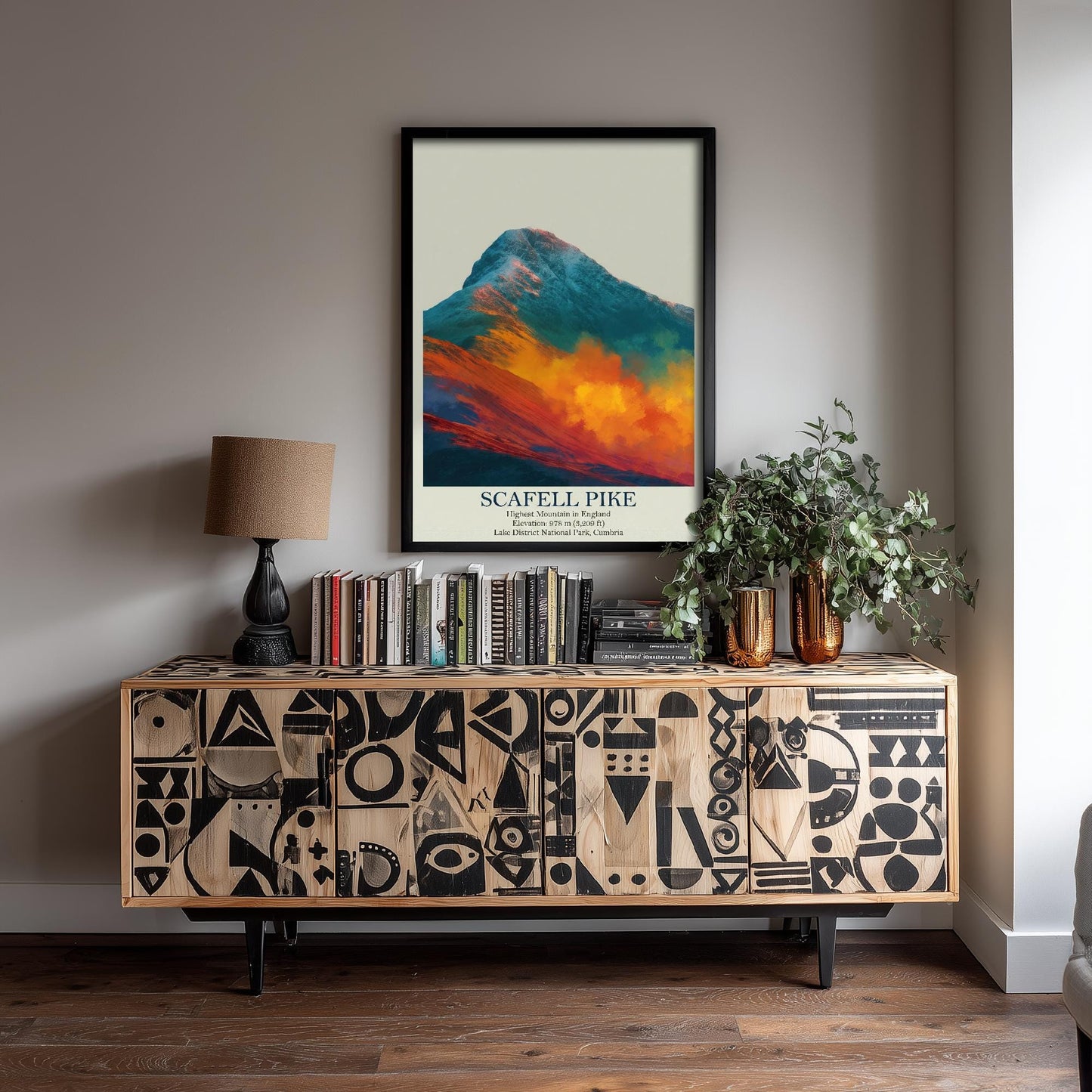 Scafell Pike Peaks of Britain Travel Poster - Mountain Art Print - Painting Golden Dust