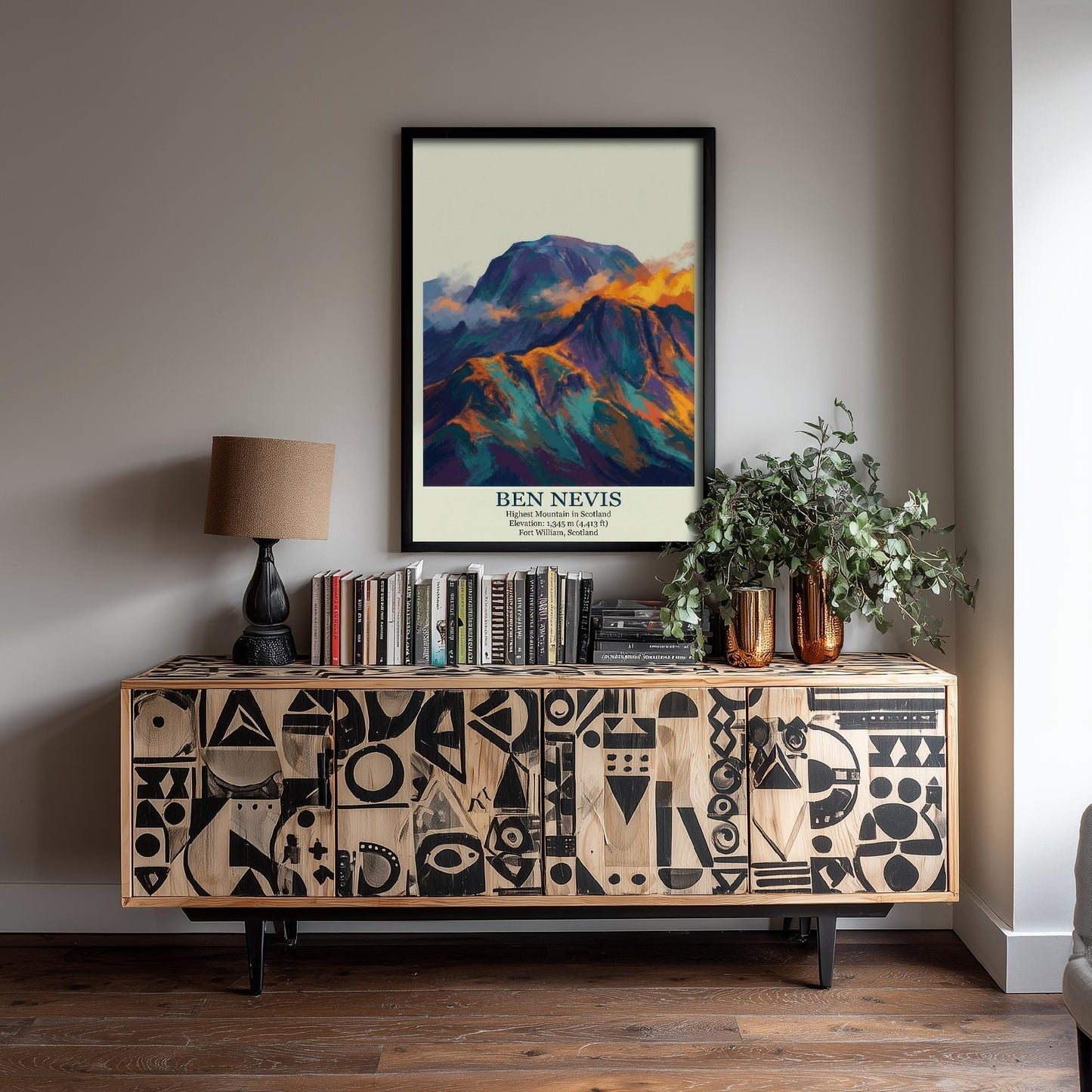 Ben Nevis Peaks of Britain Travel Poster - Mountain Art Print - Painting Golden Dust