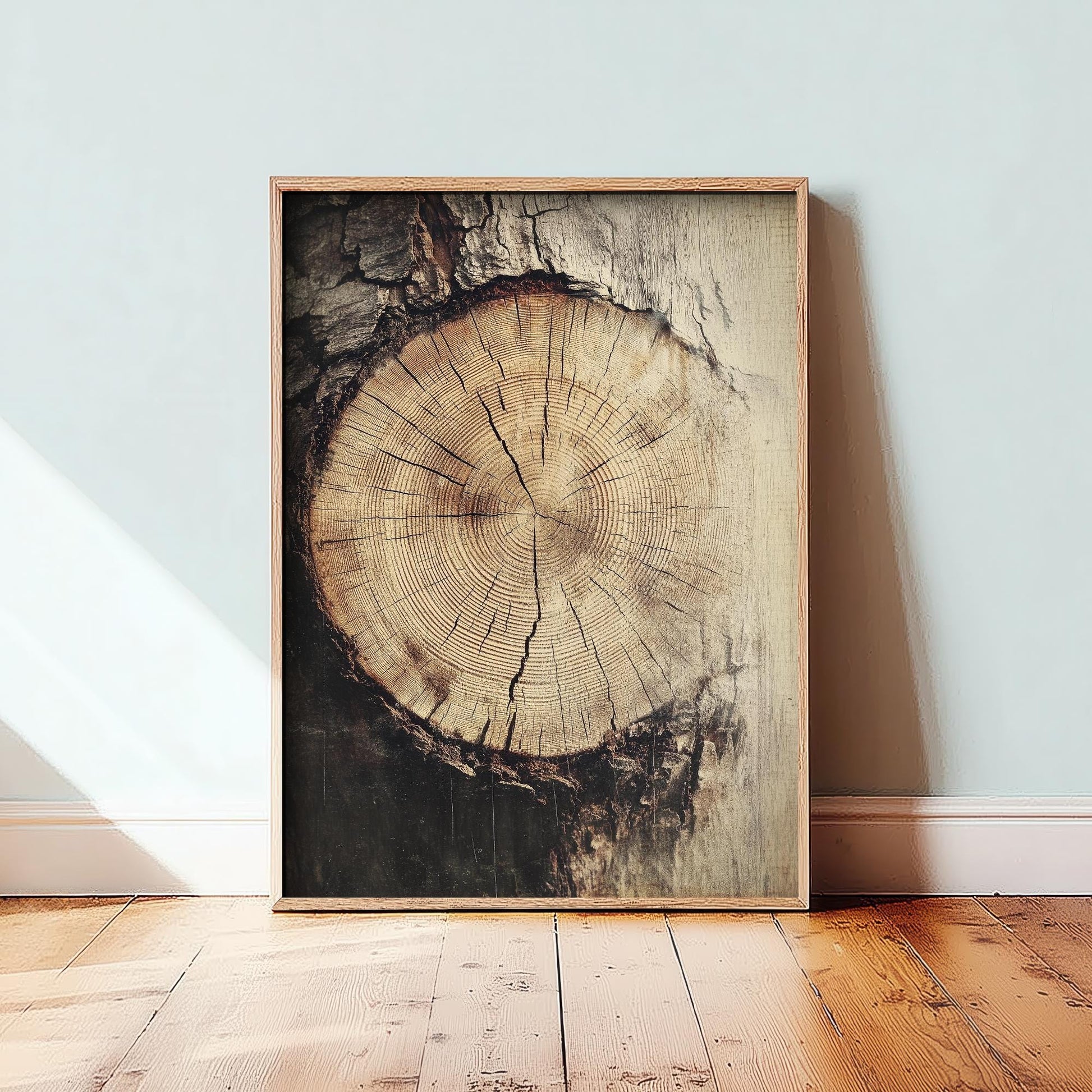 Tree Rings Stumps Painting V2 - Natural Pattern Art Print - Photo Poster Wall Gift Giclée Décor, Organic Wood Wooden Aged 1/3