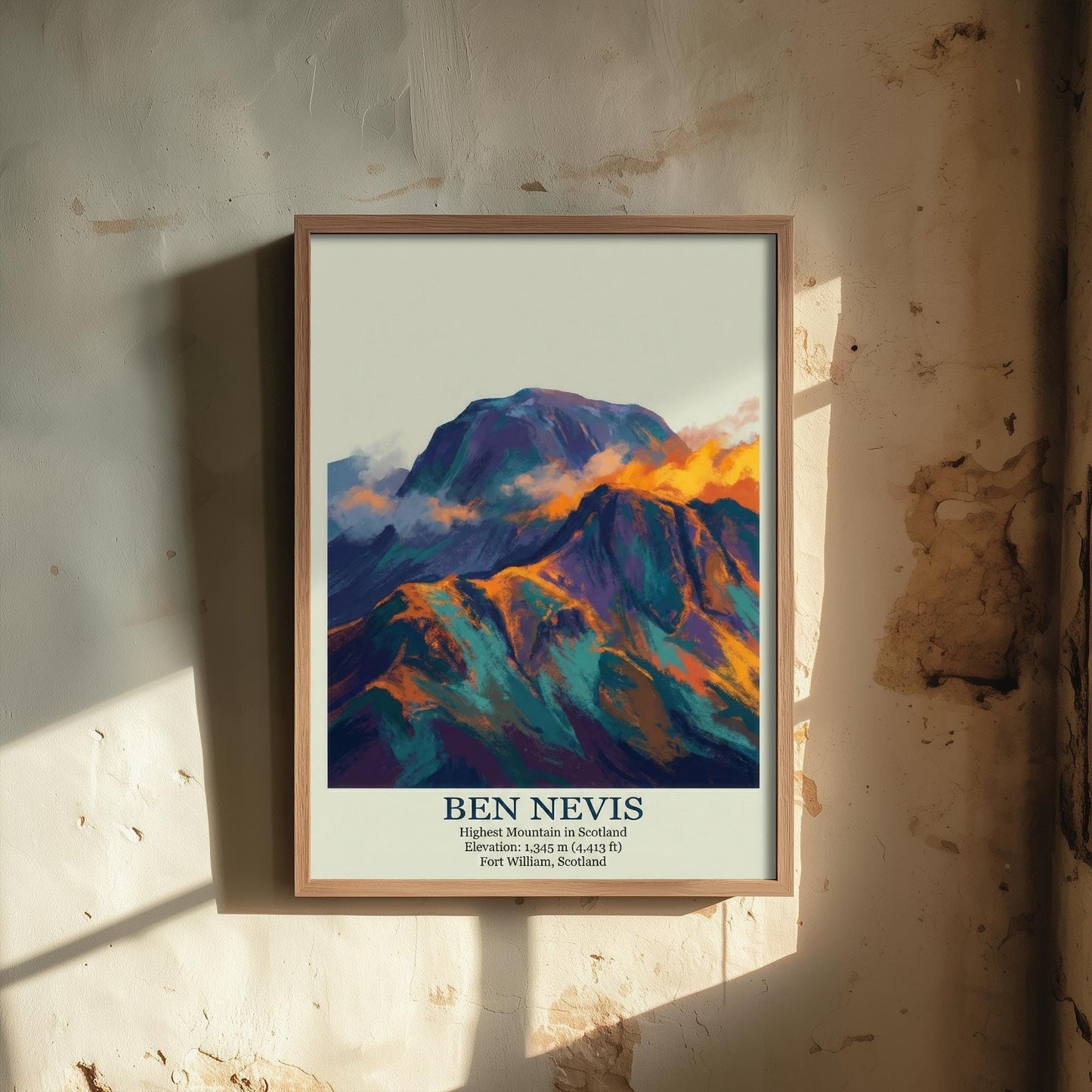 Ben Nevis Peaks of Britain Travel Poster - Mountain Art Print - Painting Golden Dust