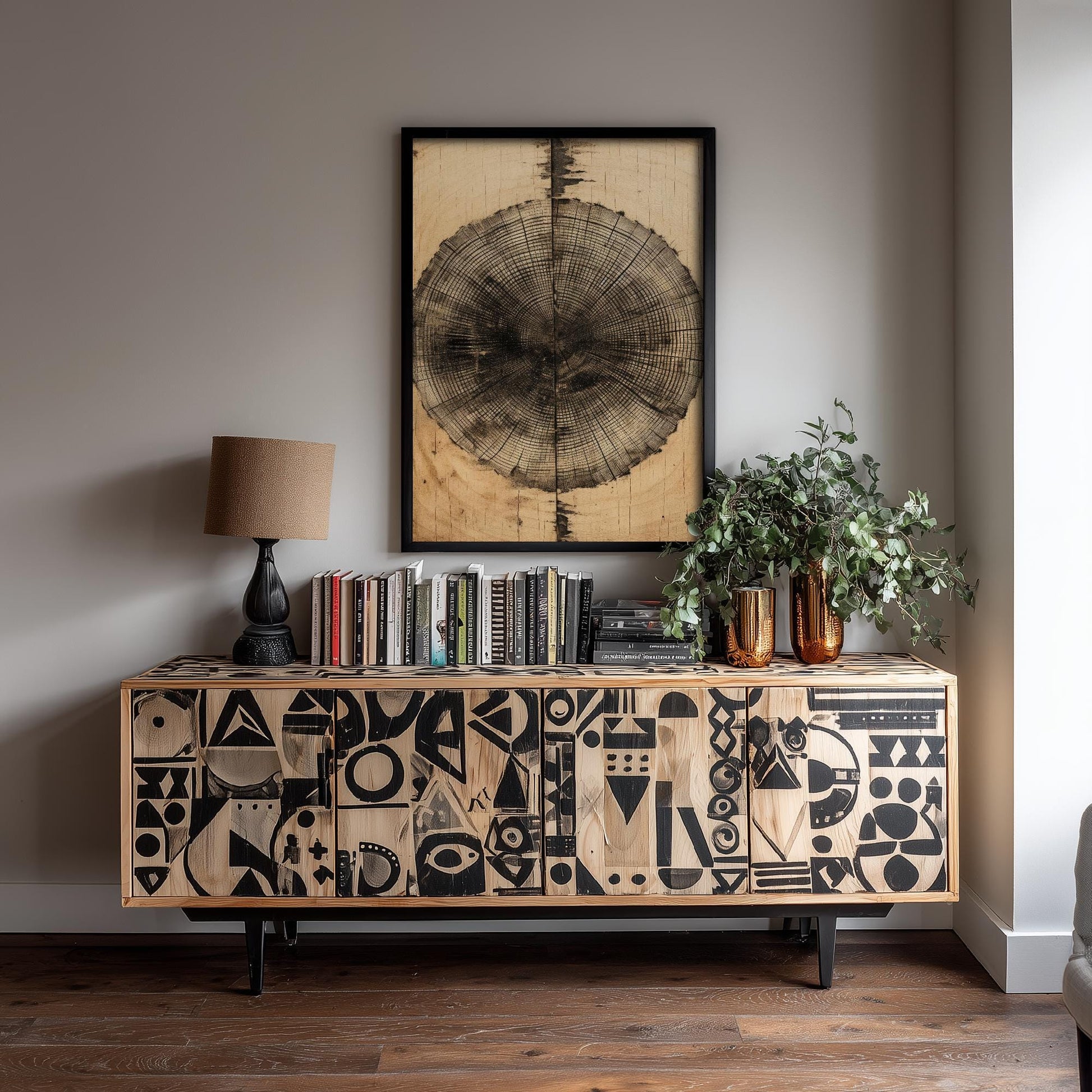 Tree Ring Stump Painting - Natural Pattern Art Print - Photo Poster Wall Gift Giclée Décor, Organic Wood Wooden Aged 3/3