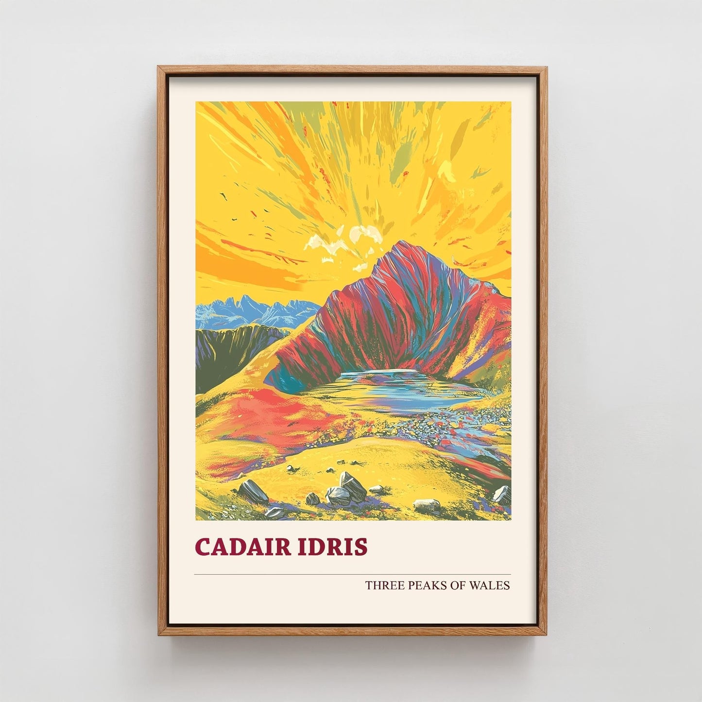 Cadair Idris Peaks of Wales Travel Poster V5 - Sunshine Edition - Art Print Painting Illustration