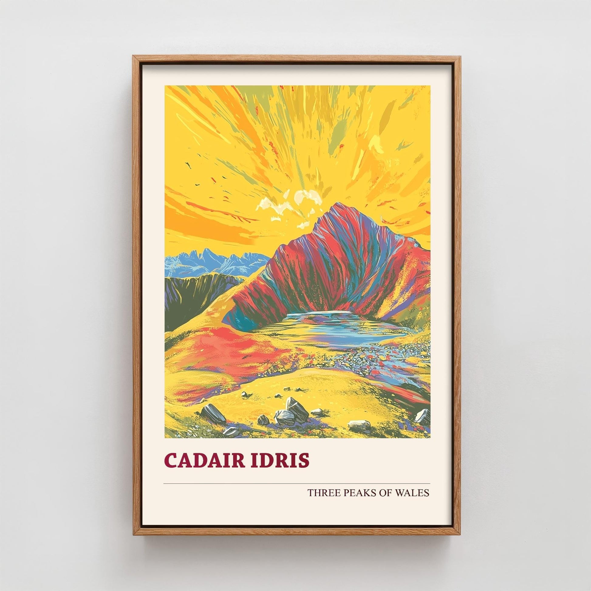 Cadair Idris Peaks of Wales Travel Poster V5 - Sunshine Edition - Art Print Painting Illustration