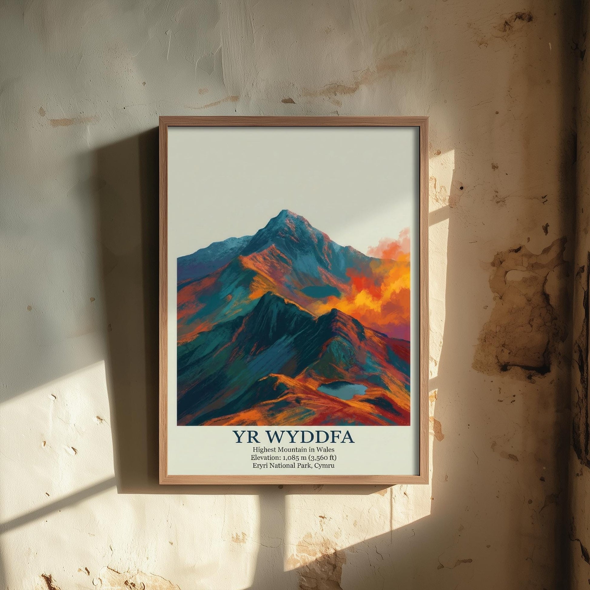 Yr Wyddfa Peaks of Britain Travel Poster - Mountain Art Print - Painting Golden Dust