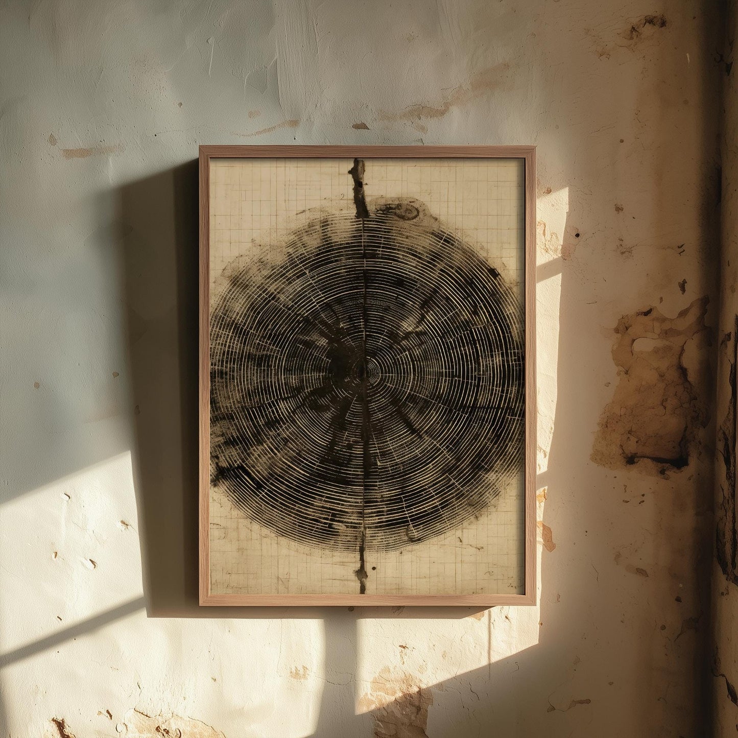 Tree Ring Stump Painting - Natural Pattern Art Print - Photo Poster Wall Gift Giclée Décor, Organic Wood Wooden Aged 2/3