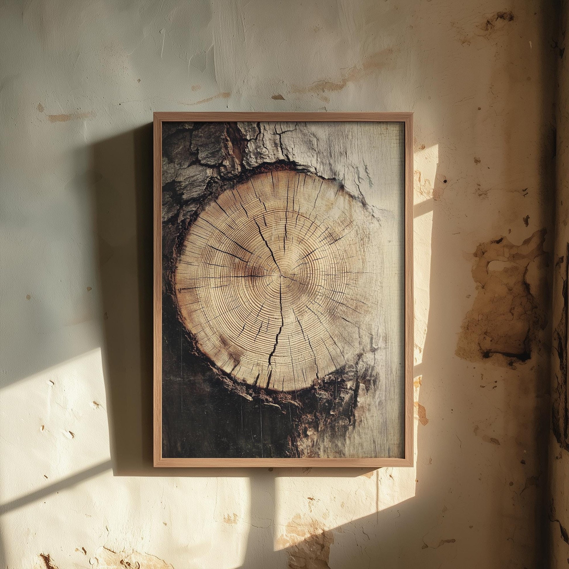 Tree Rings Stumps Painting V2 - Natural Pattern Art Print - Photo Poster Wall Gift Giclée Décor, Organic Wood Wooden Aged 1/3