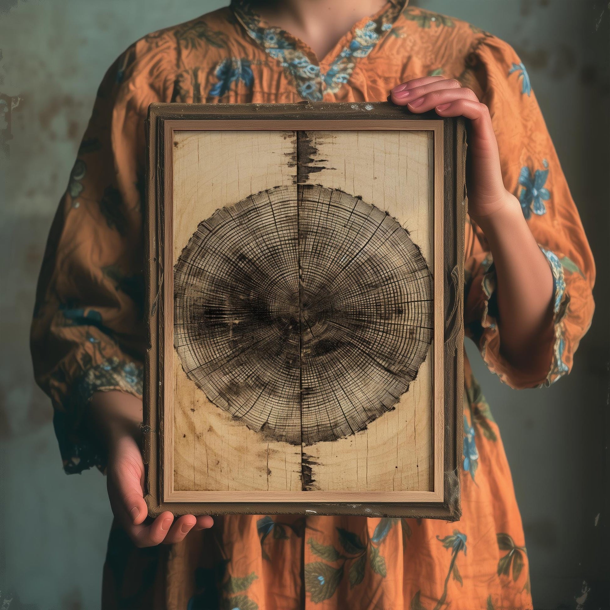 Tree Ring Stump Painting - Natural Pattern Art Print - Photo Poster Wall Gift Giclée Décor, Organic Wood Wooden Aged 3/3