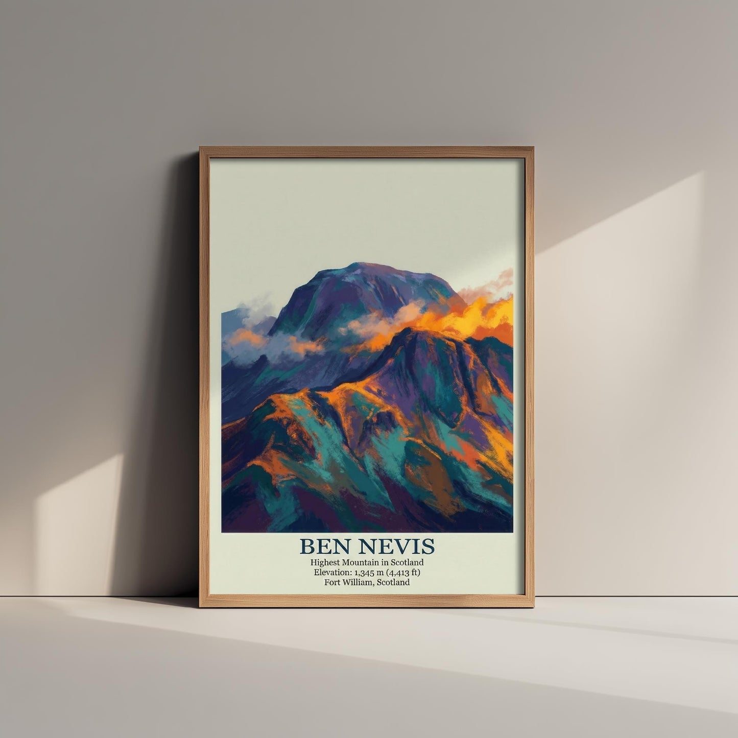Ben Nevis Peaks of Britain Travel Poster - Mountain Art Print - Painting Golden Dust