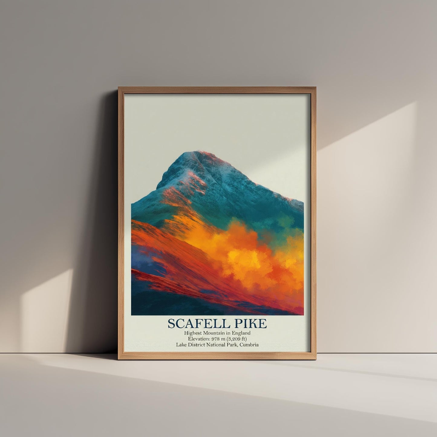 Scafell Pike Peaks of Britain Travel Poster - Mountain Art Print - Painting Golden Dust