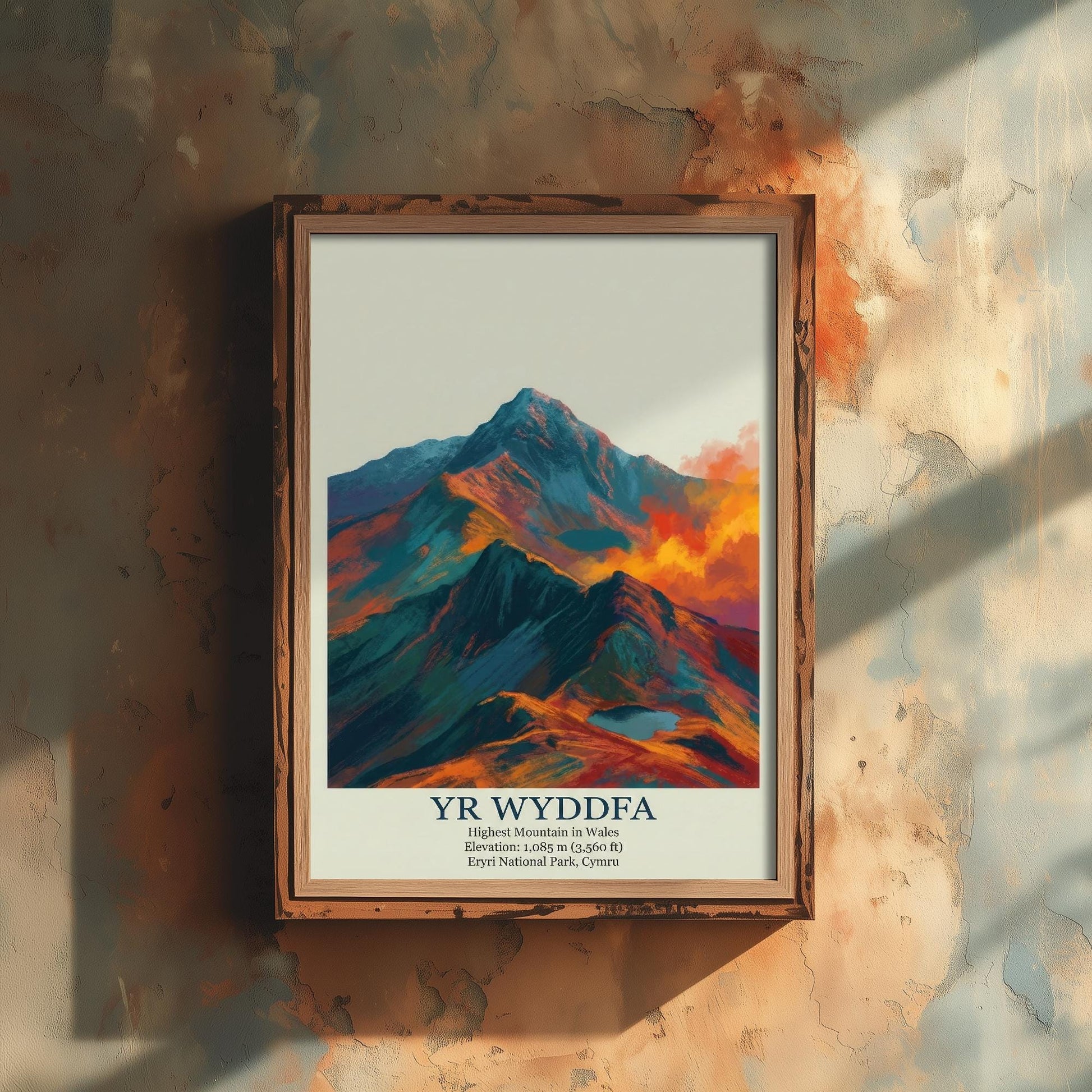 Yr Wyddfa Peaks of Britain Travel Poster - Mountain Art Print - Painting Golden Dust