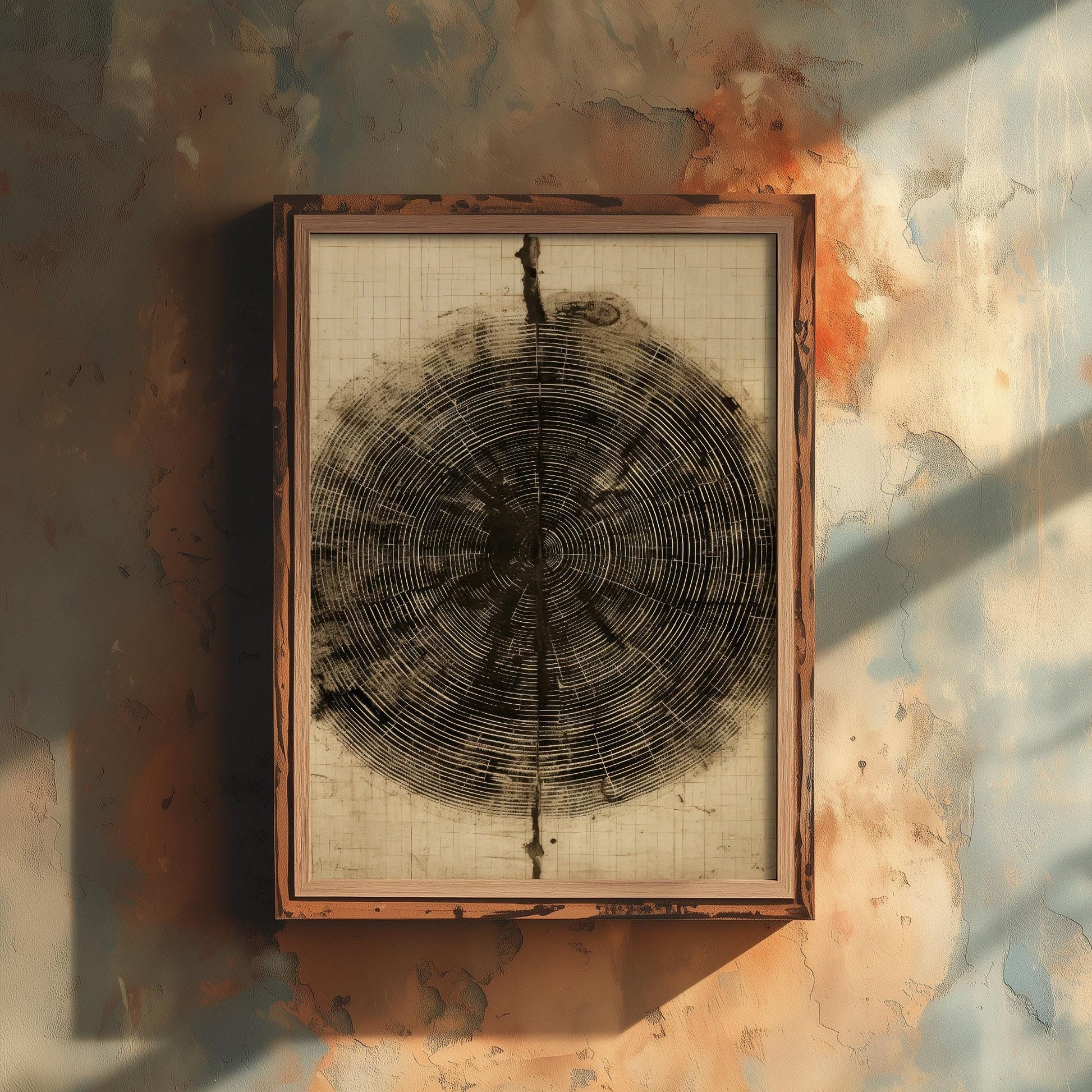 Tree Ring Stump Painting - Natural Pattern Art Print - Photo Poster Wall Gift Giclée Décor, Organic Wood Wooden Aged 2/3