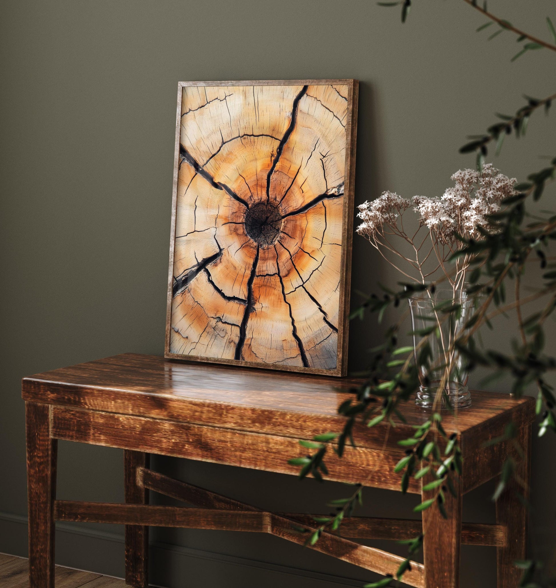 Tree Rings Stumps Painting V5 - Natural Pattern Art Print - Photo Poster Wall Gift Giclée Décor, Organic Wood Wooden Aged 1/3
