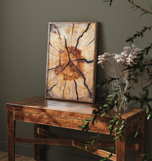Tree Rings Stumps Painting V5 - Natural Pattern Art Print - Photo Poster Wall Gift Giclée Décor, Organic Wood Wooden Aged 2/3
