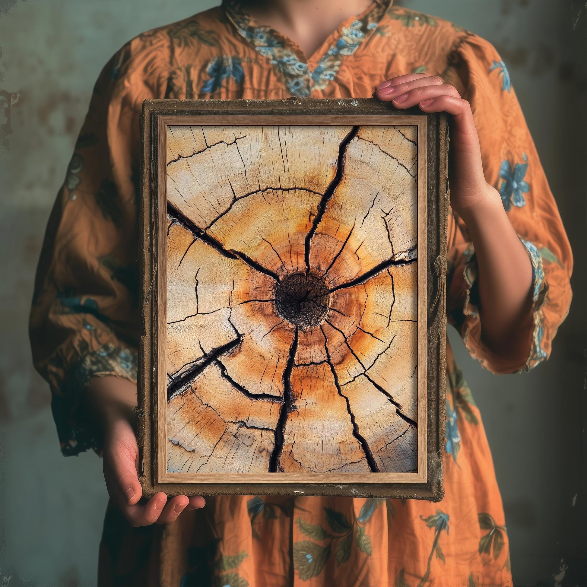 Tree Rings Stumps Painting V5 - Natural Pattern Art Print - Photo Poster Wall Gift Giclée Décor, Organic Wood Wooden Aged 1/3