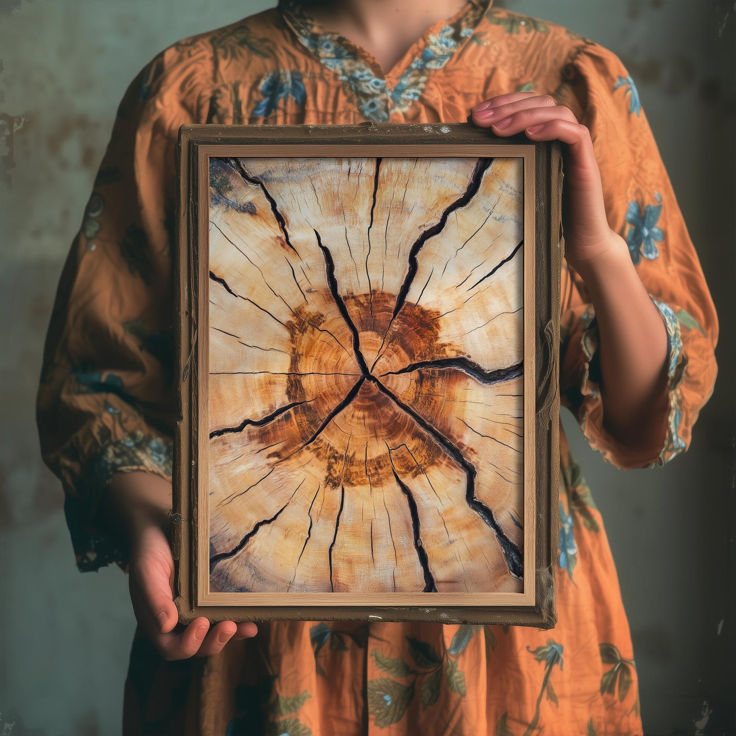 Tree Rings Stumps Painting V5 - Natural Pattern Art Print - Photo Poster Wall Gift Giclée Décor, Organic Wood Wooden Aged 2/3