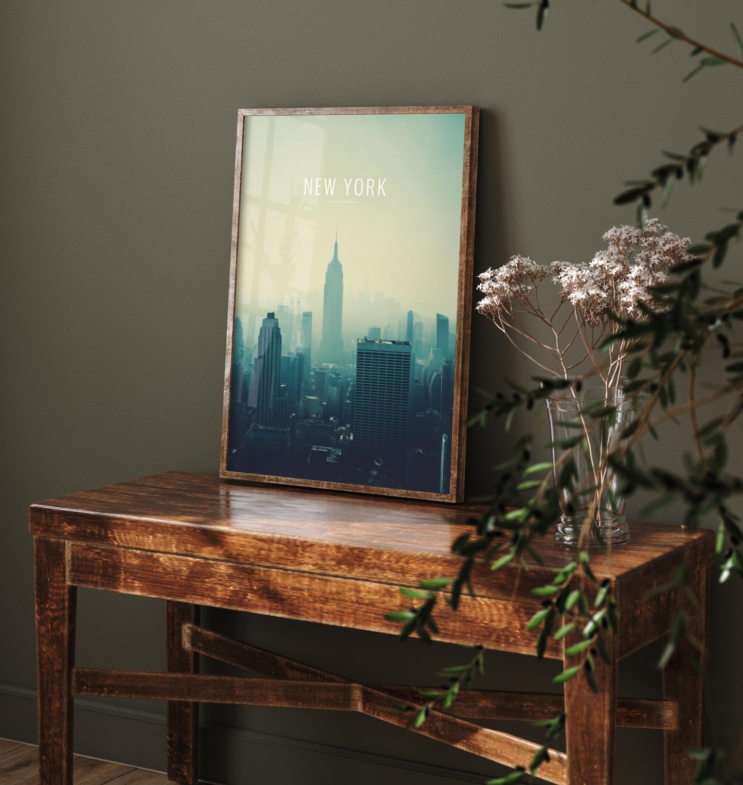 New York Minimalist Skyline Poster - Modern Travel Art Print - Painting Gift Map Retro