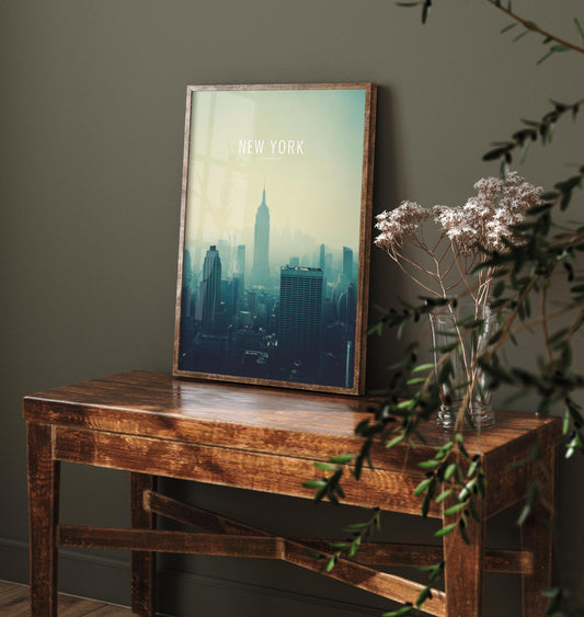 New York Minimalist Skyline Poster - Modern Travel Art Print - Painting Gift Map Retro