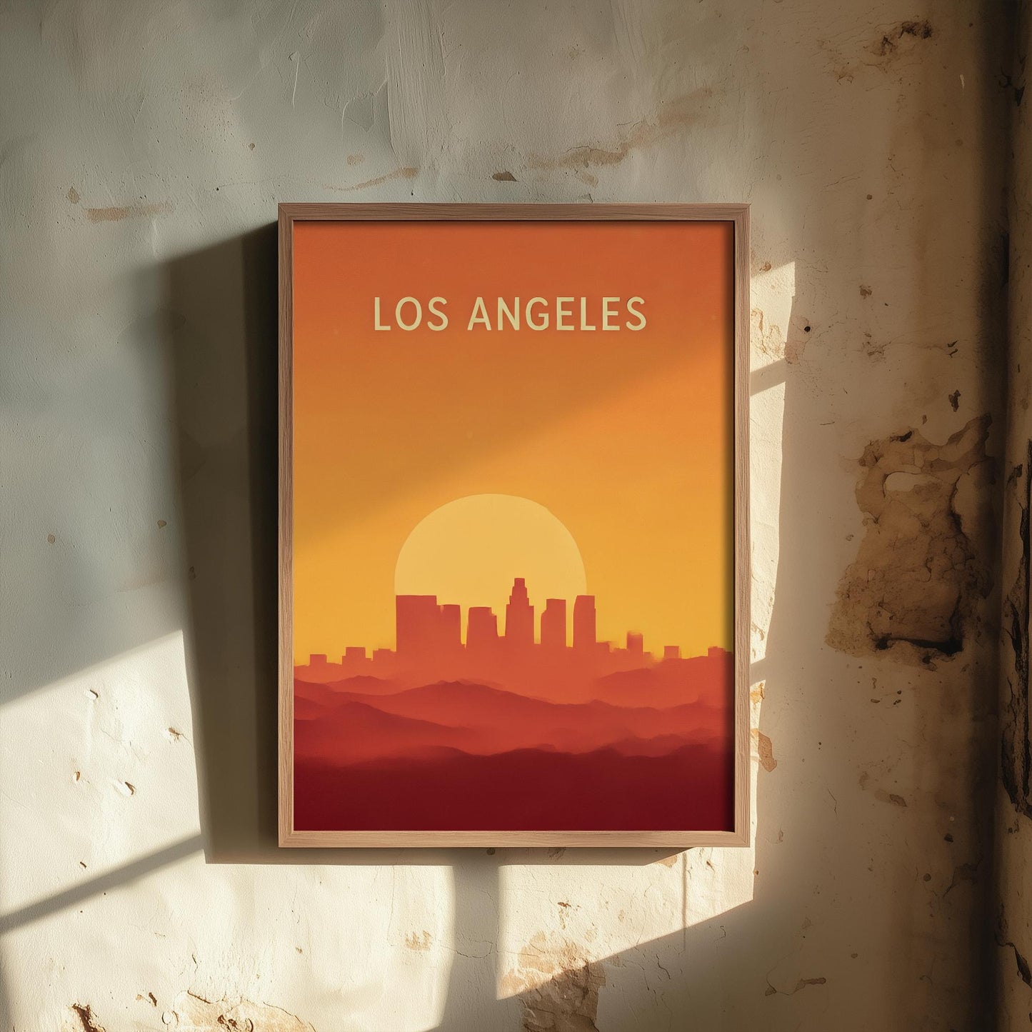 Los Angeles Minimalist Skyline Poster - Modern Travel Art Print - Painting Gift Map Retro