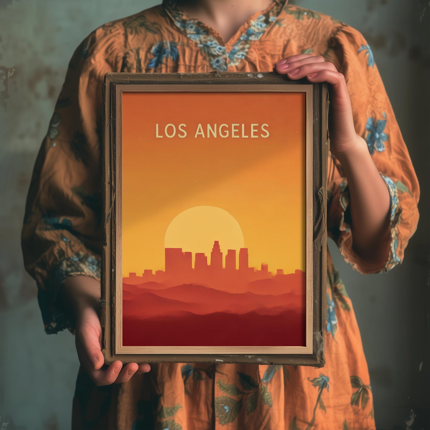 Los Angeles Minimalist Skyline Poster - Modern Travel Art Print - Painting Gift Map Retro