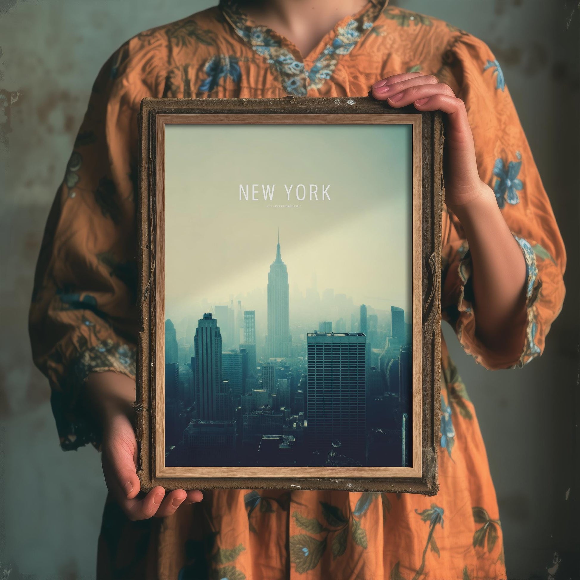 New York Minimalist Skyline Poster - Modern Travel Art Print - Painting Gift Map Retro