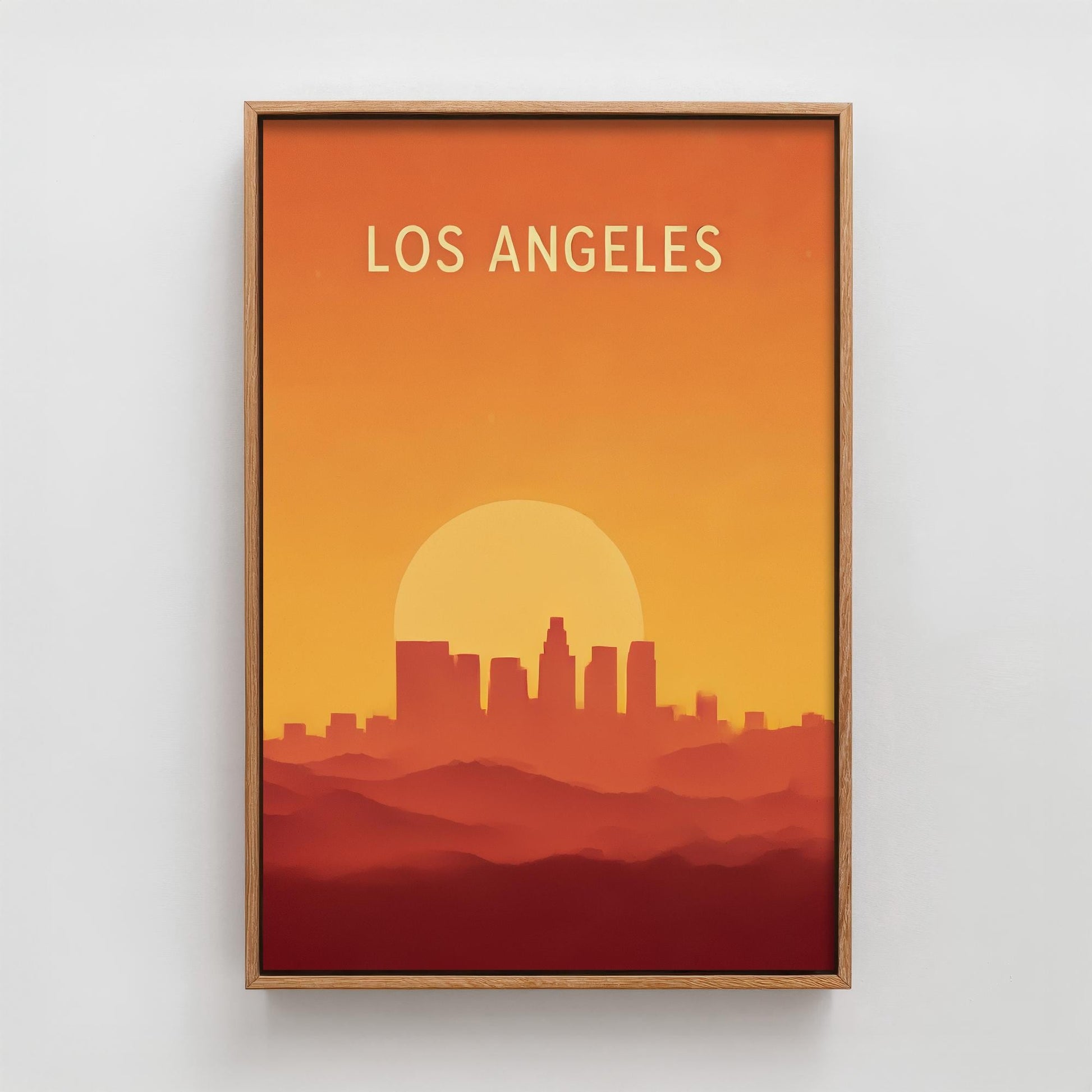 Los Angeles Minimalist Skyline Poster - Modern Travel Art Print - Painting Gift Map Retro