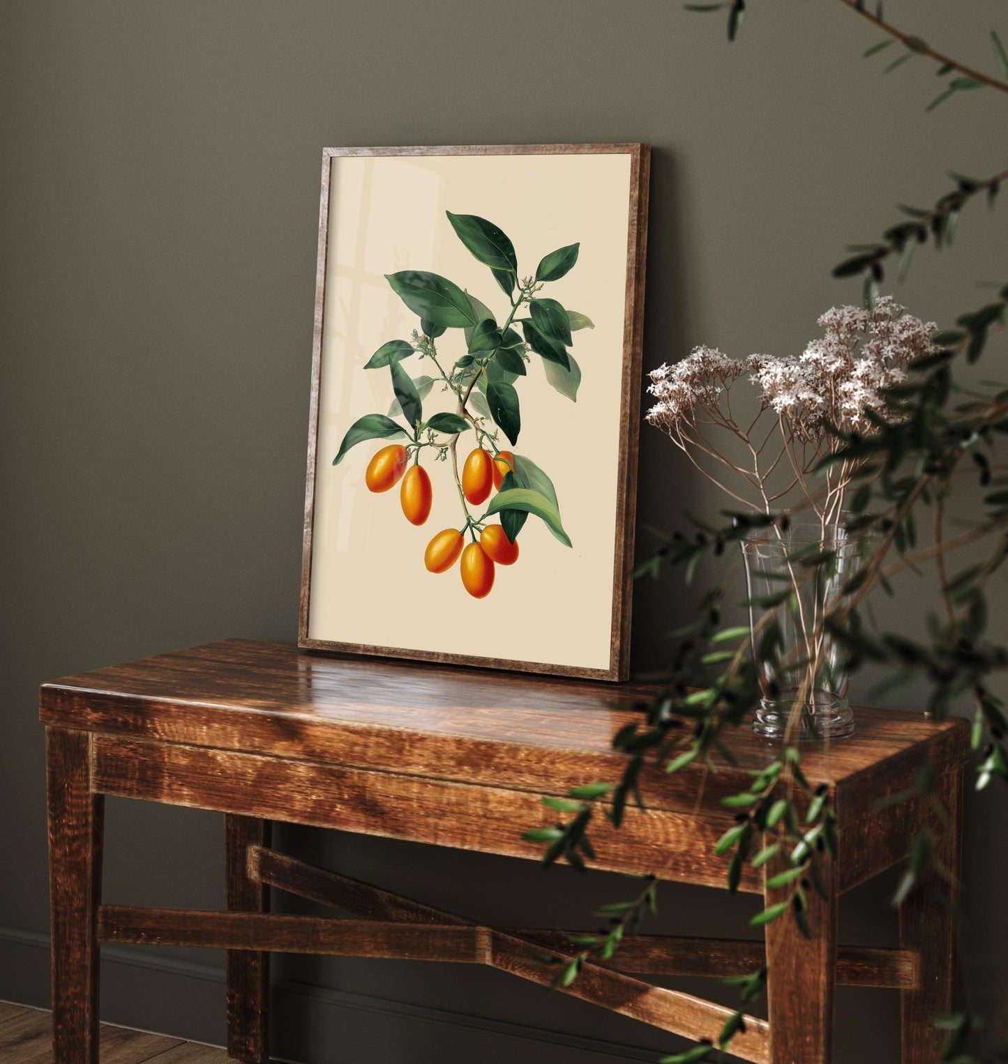 Kumquats Vintage Botanical Fruit Art Print - Painting - Poster Cooking Kitchen