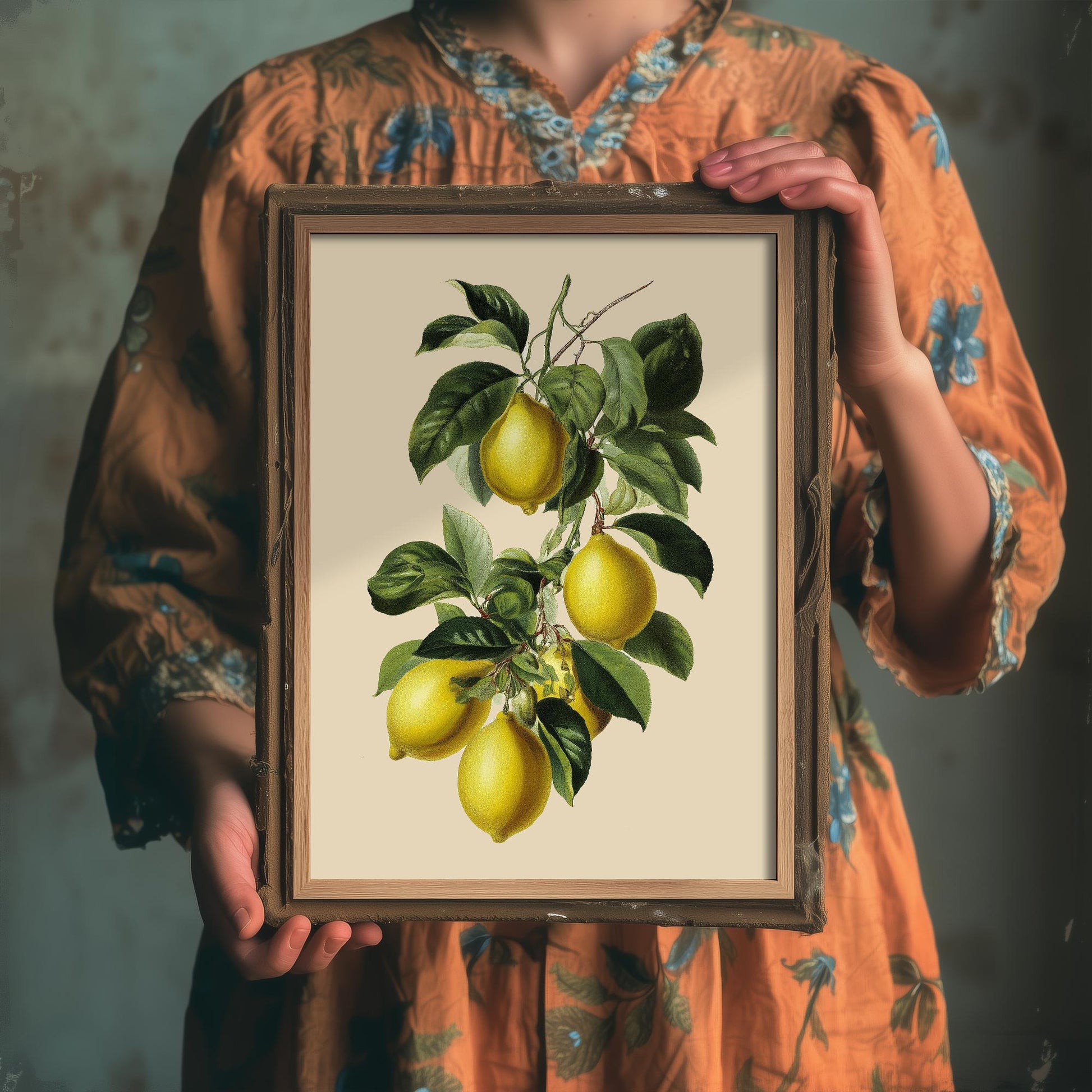 Lemons Vintage Botanical Fruit Art Print - Painting - Poster Cooking Kitchen