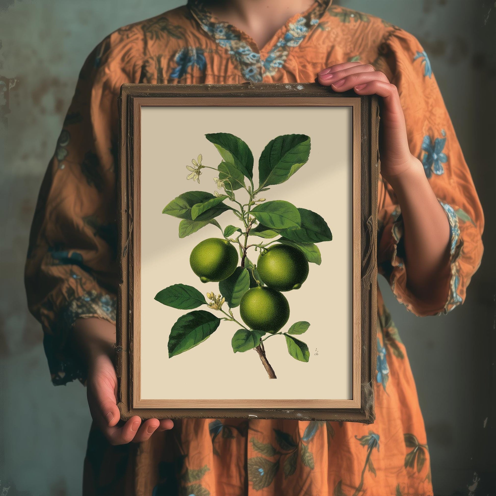 Limes Vintage Botanical Fruit Art Print - Painting - Poster Cooking Kitchen