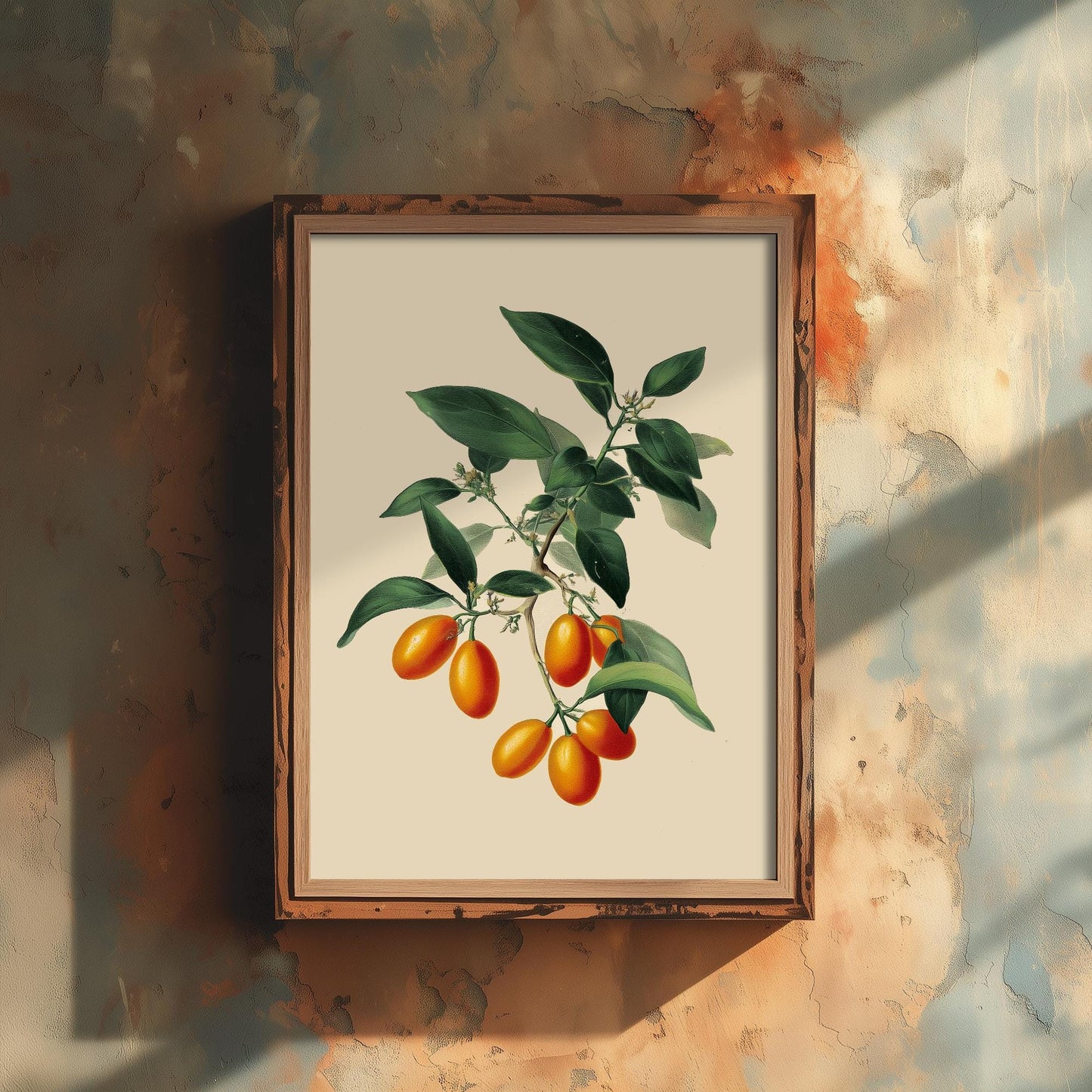 Kumquats Vintage Botanical Fruit Art Print - Painting - Poster Cooking Kitchen