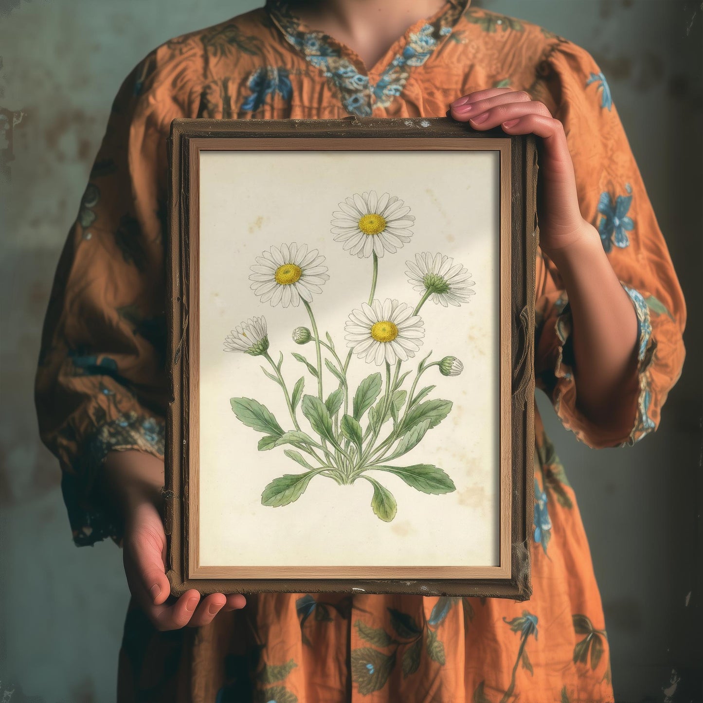 Daisy Vintage Flower Print - Floral Plants - Painting Photo Poster Wall Art Gift Bouquet Botanical