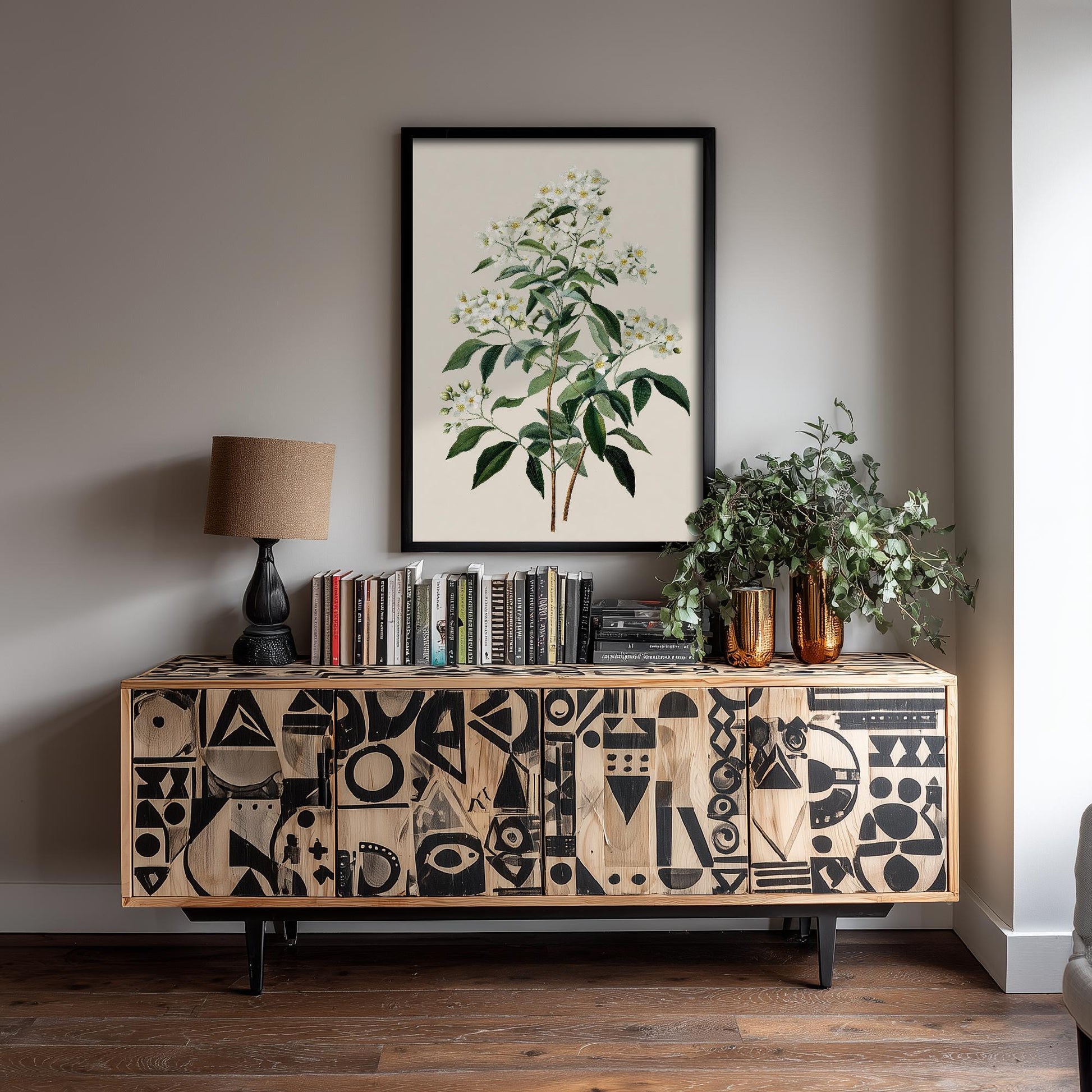 Vintage Botanical Print, Orange Sweet Alyssum Cosmos Painting, Sage Green Heritage Wall Art, Modern Floral Poster V1 1/3