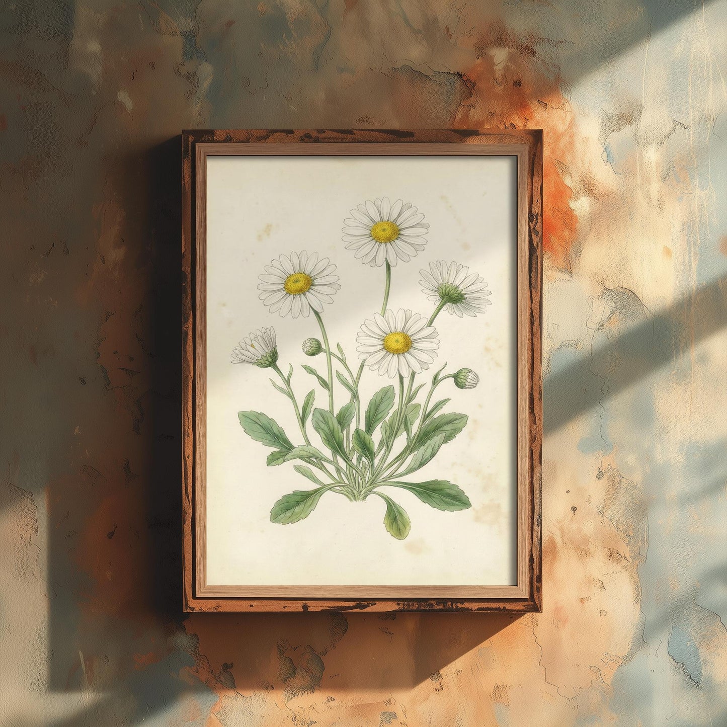 Daisy Vintage Flower Print - Floral Plants - Painting Photo Poster Wall Art Gift Bouquet Botanical
