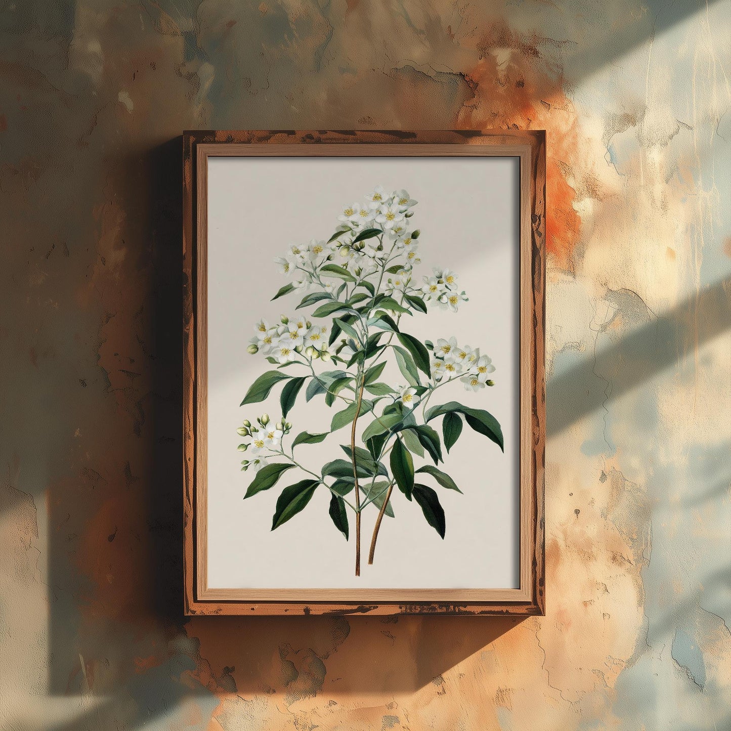 Vintage Botanical Print, Orange Sweet Alyssum Cosmos Painting, Sage Green Heritage Wall Art, Modern Floral Poster V1 1/3