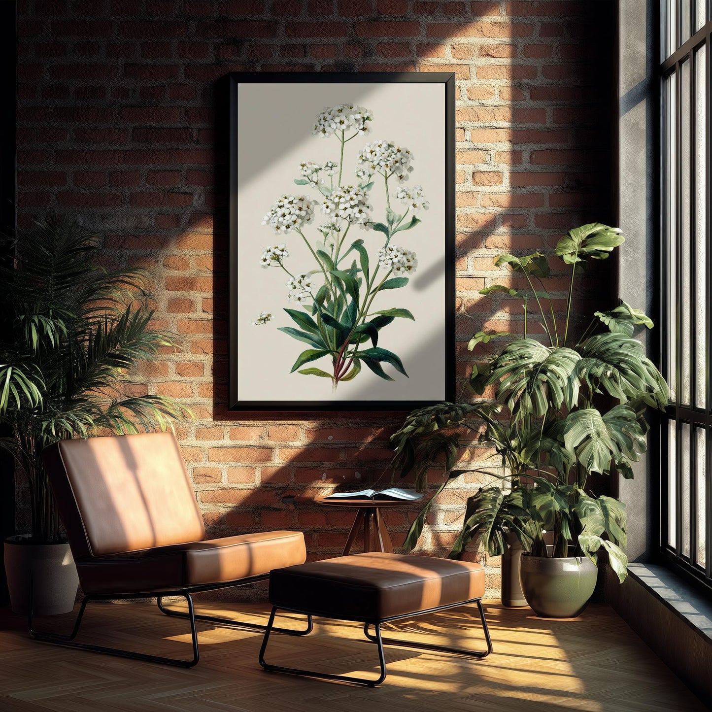 Vintage Botanical Print, Orange Sweet Alyssum Cosmos Painting, Sage Green Heritage Wall Art, Modern Floral Poster V1 2/3