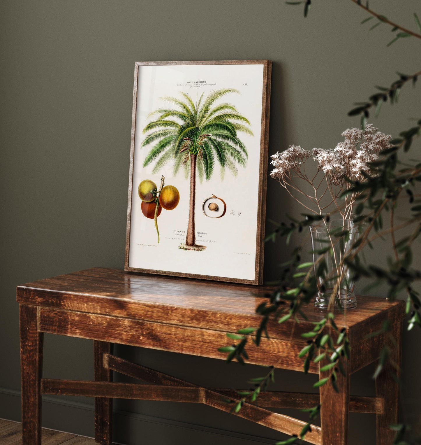 Palm Tree Vintage Illustration - Old Antique Style Poster - Gift Animal Art Print